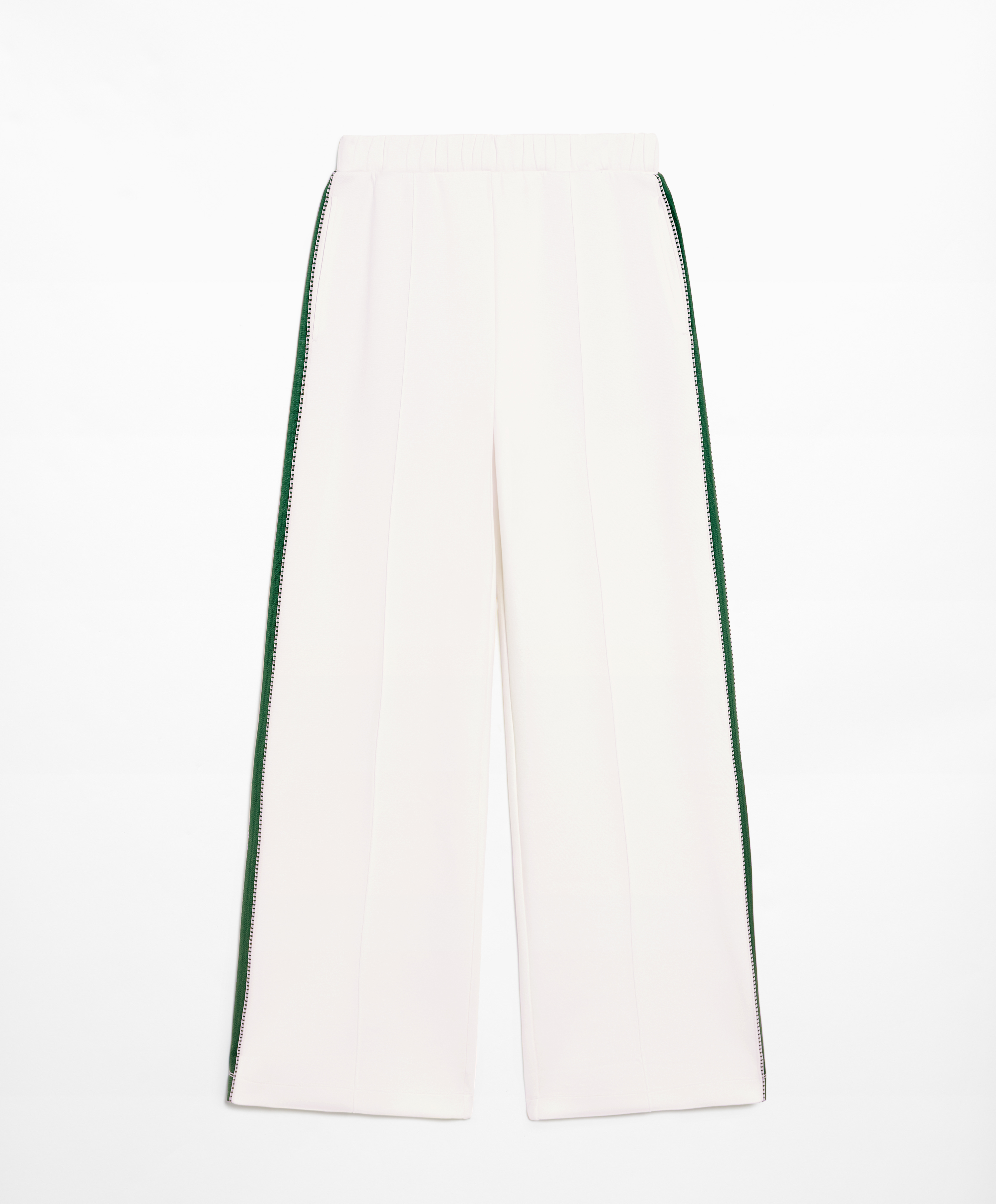 Cotton blend piqué straight-leg trousers