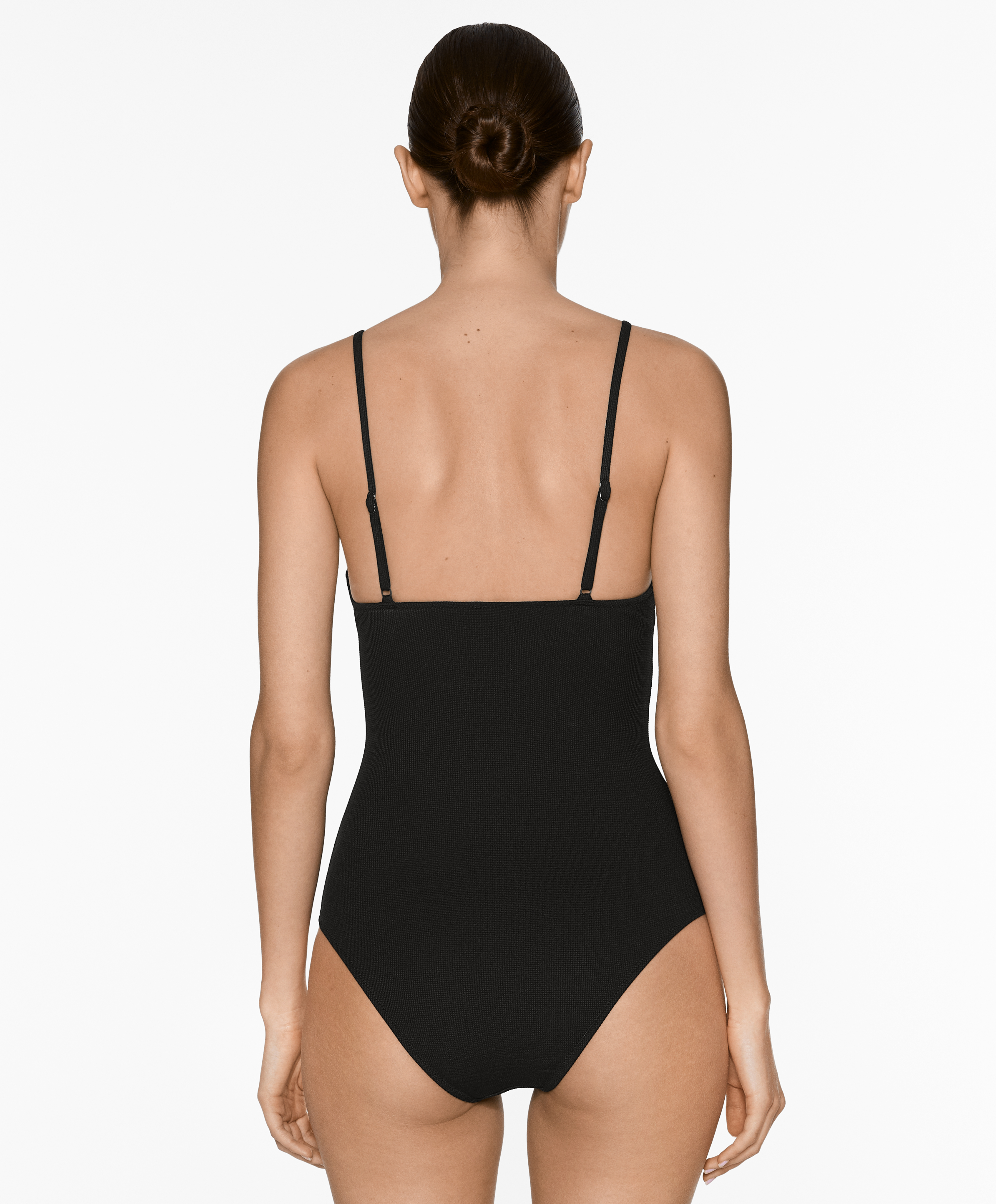 Piqué V-neck swimsuit