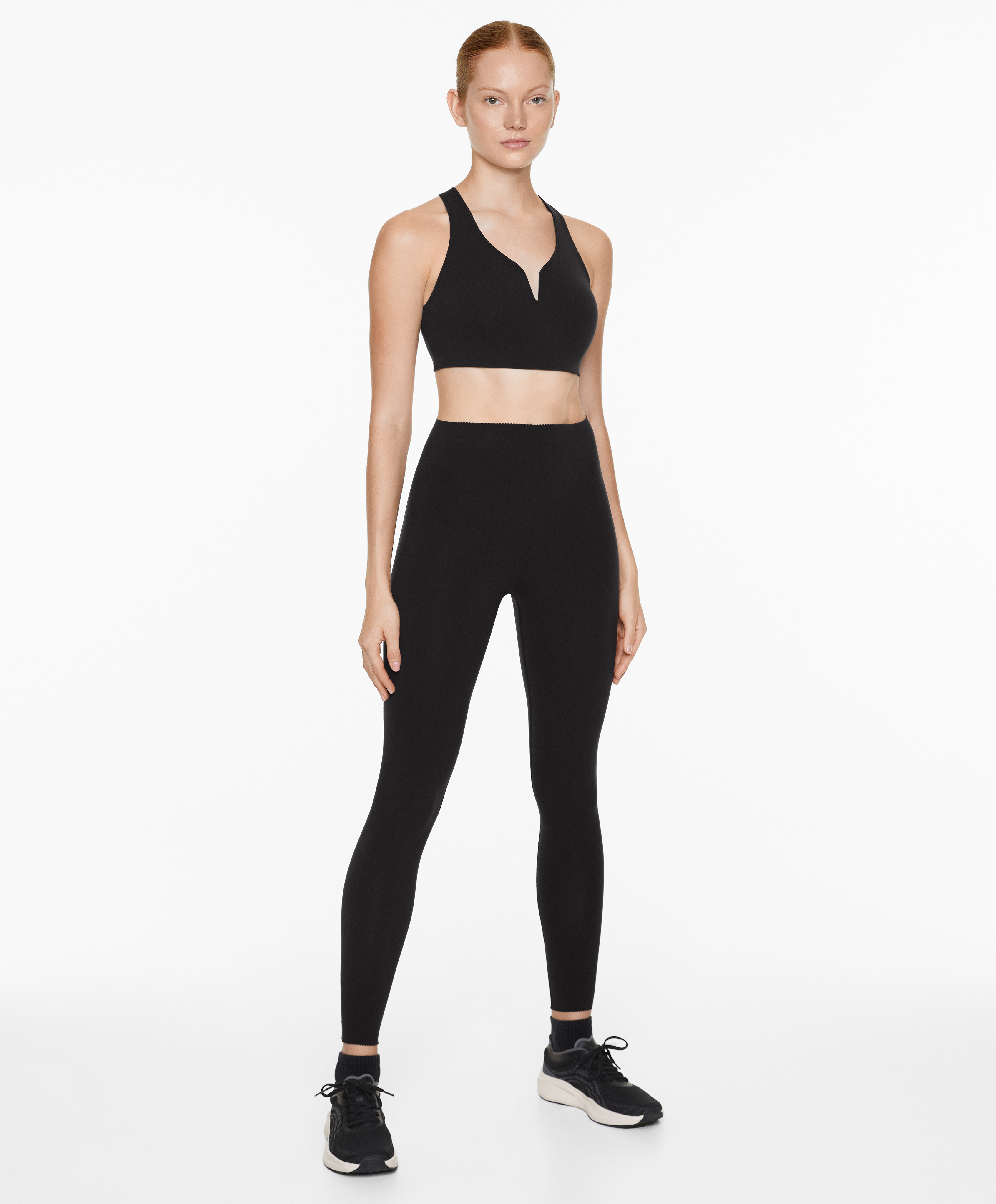 Medium support compressive sports bra with trim