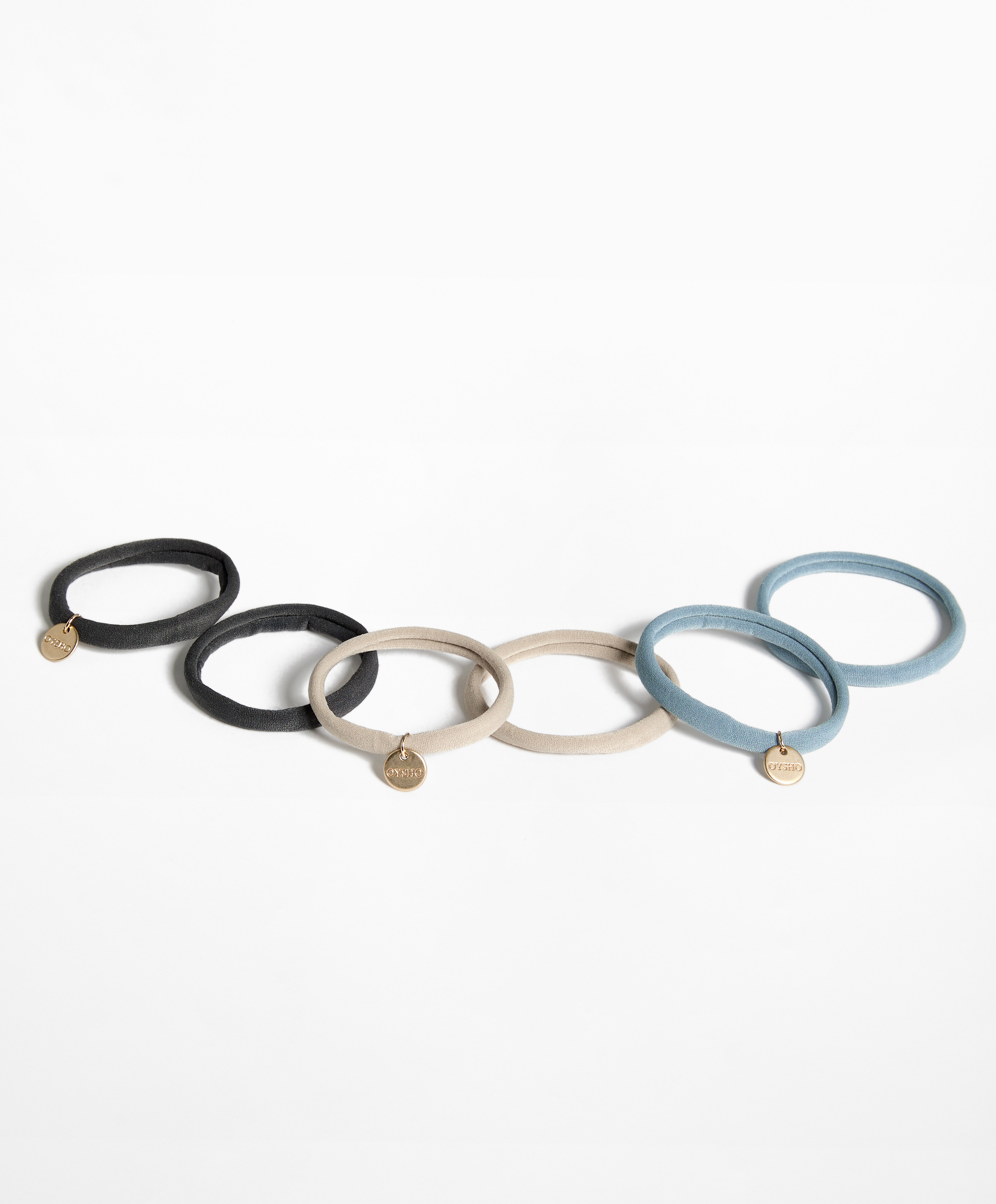 6 Oysho plaque hair ties