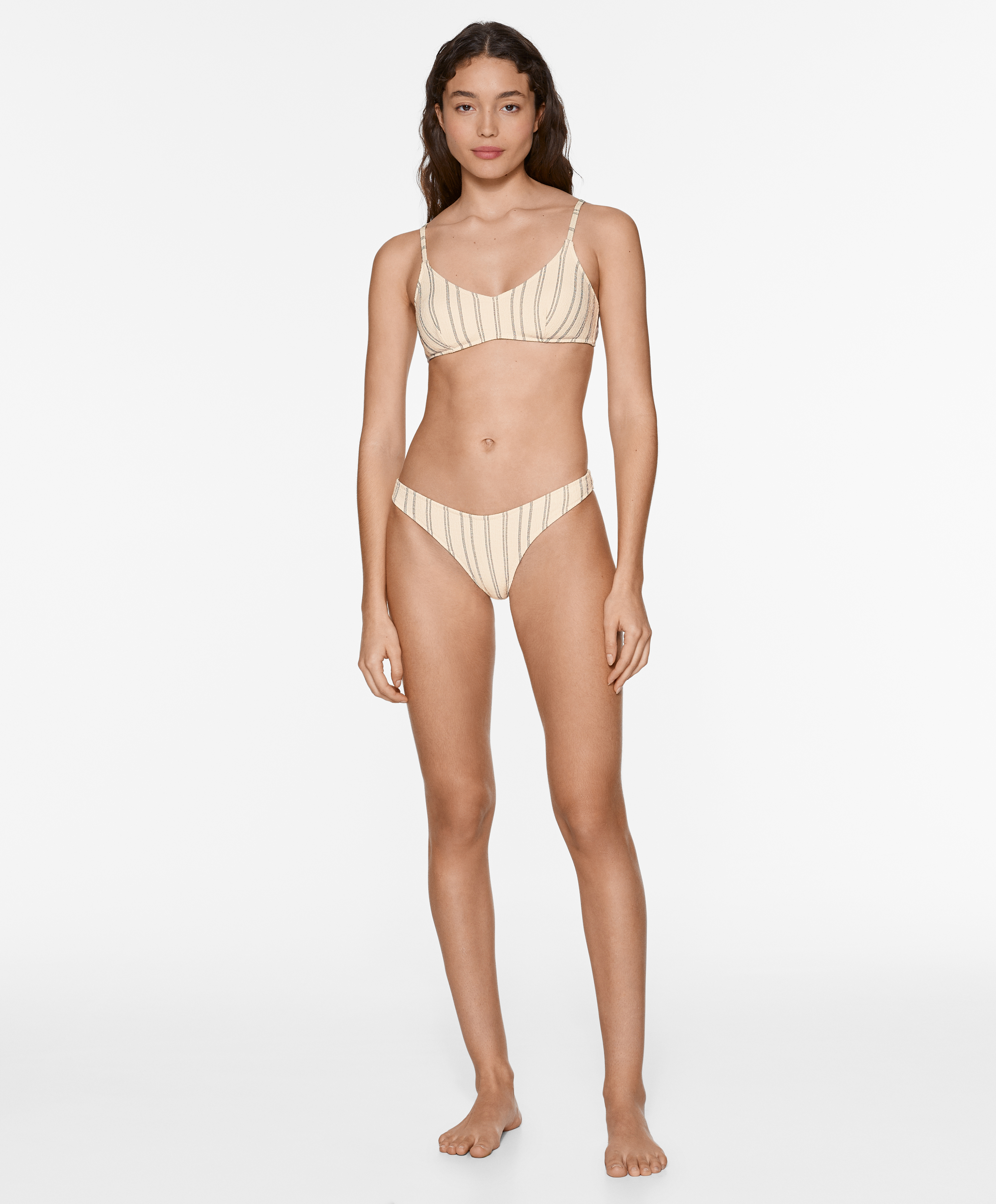 Rustic stripe U-cut medium-coverage bikini briefs