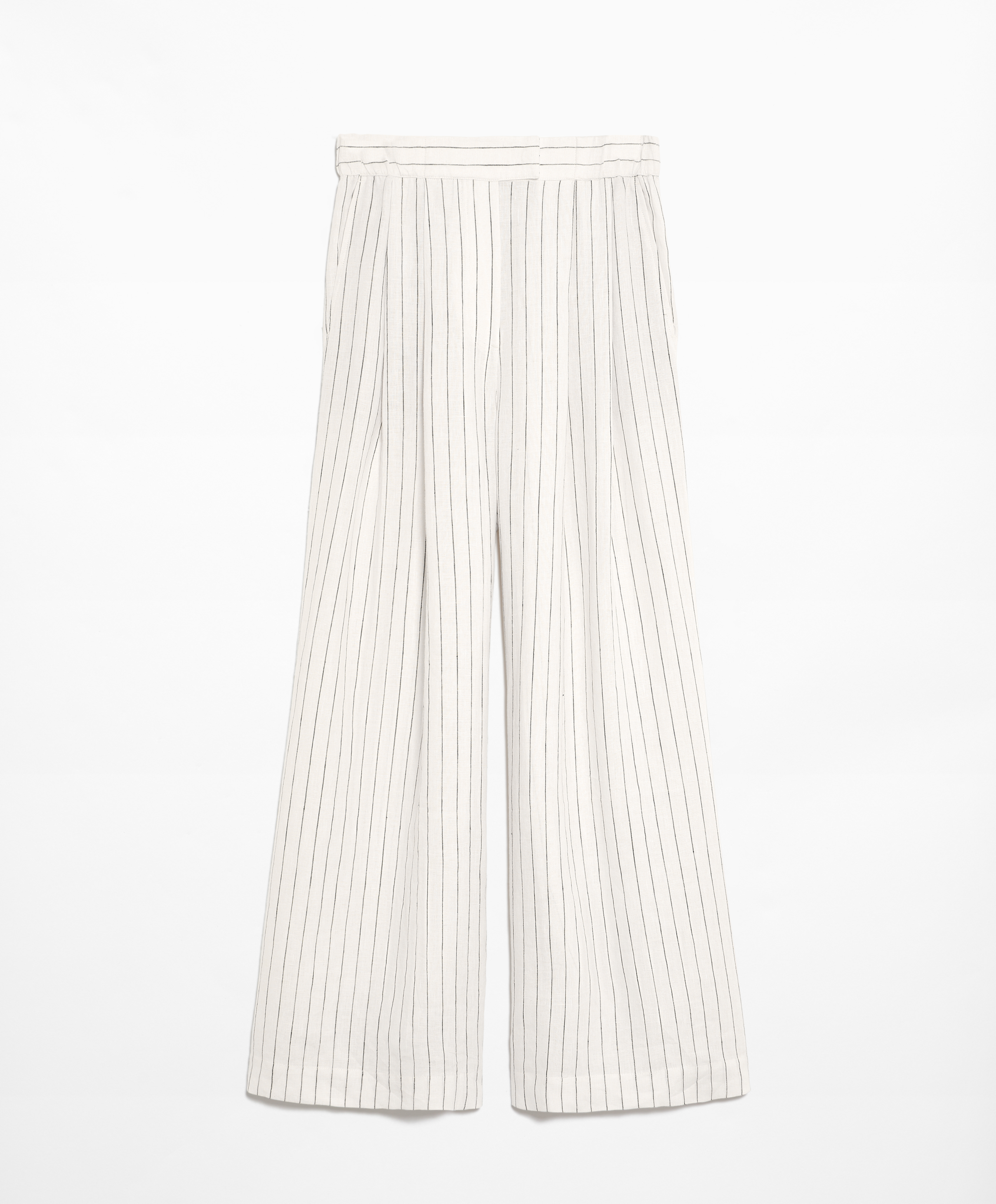 100% linen wide straight-leg trousers