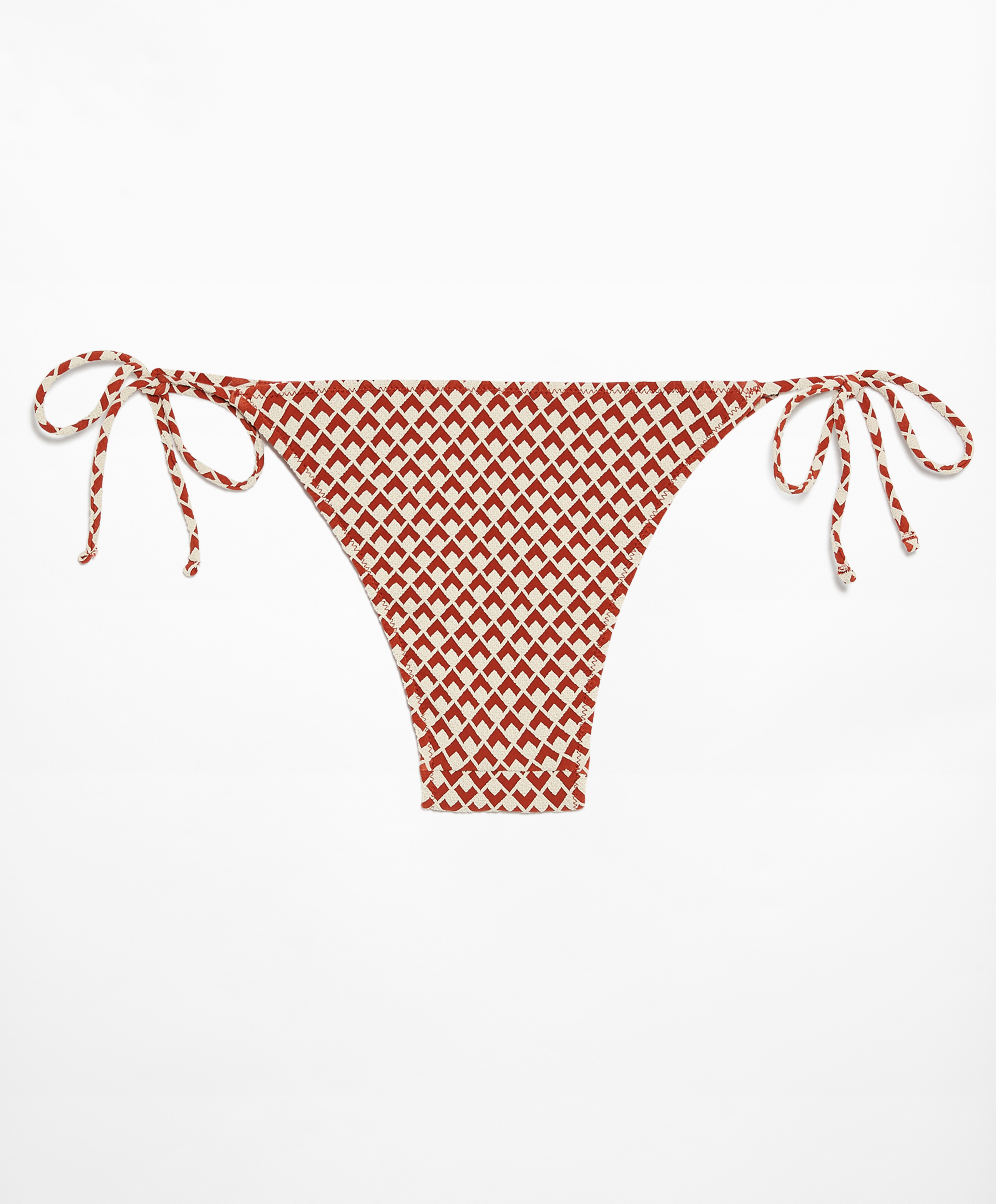 Geometric jacquard medium-coverage bikini briefs with ties