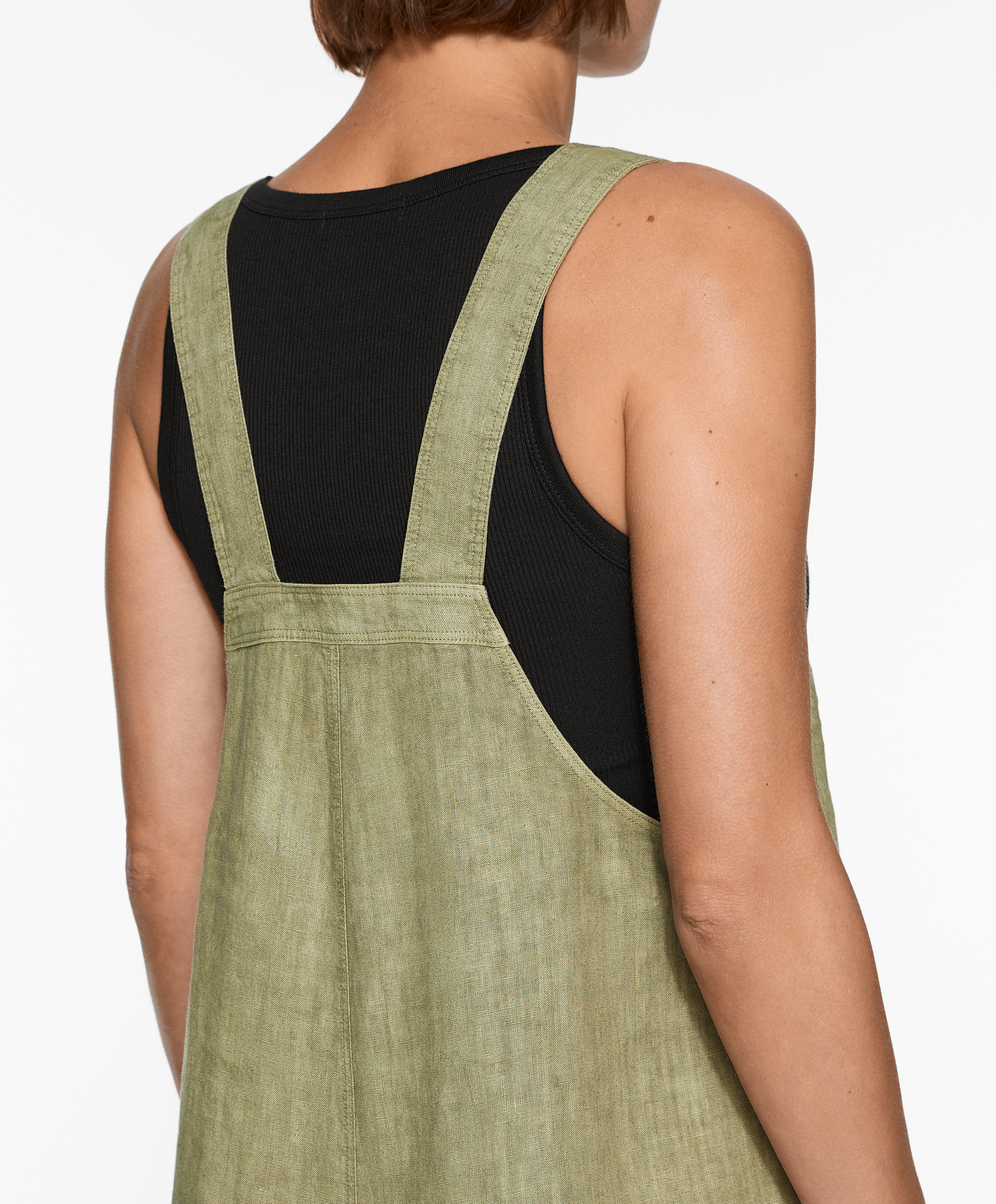 Short strappy jumpsuit in 100% linen