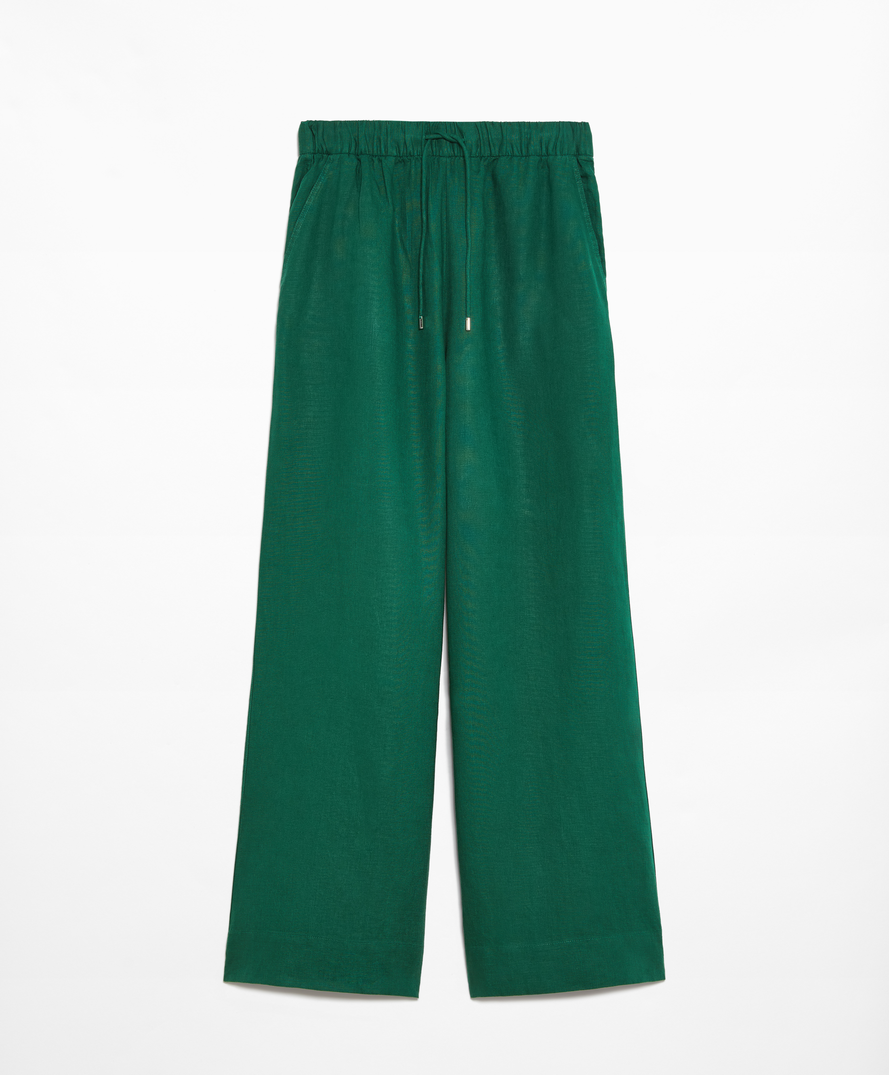 100% linen wide straight-leg trousers
