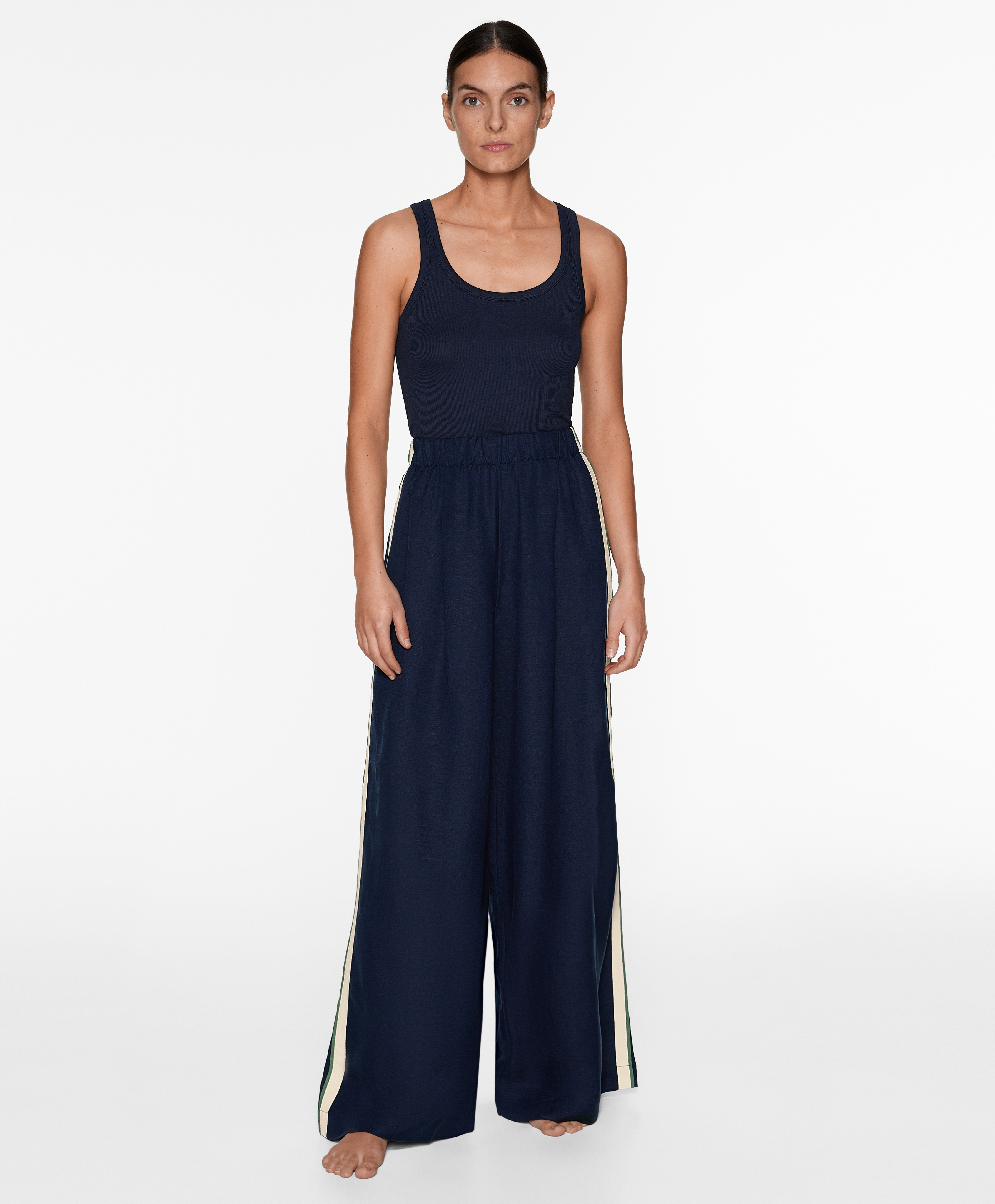 Rib vest top with cotton and modal