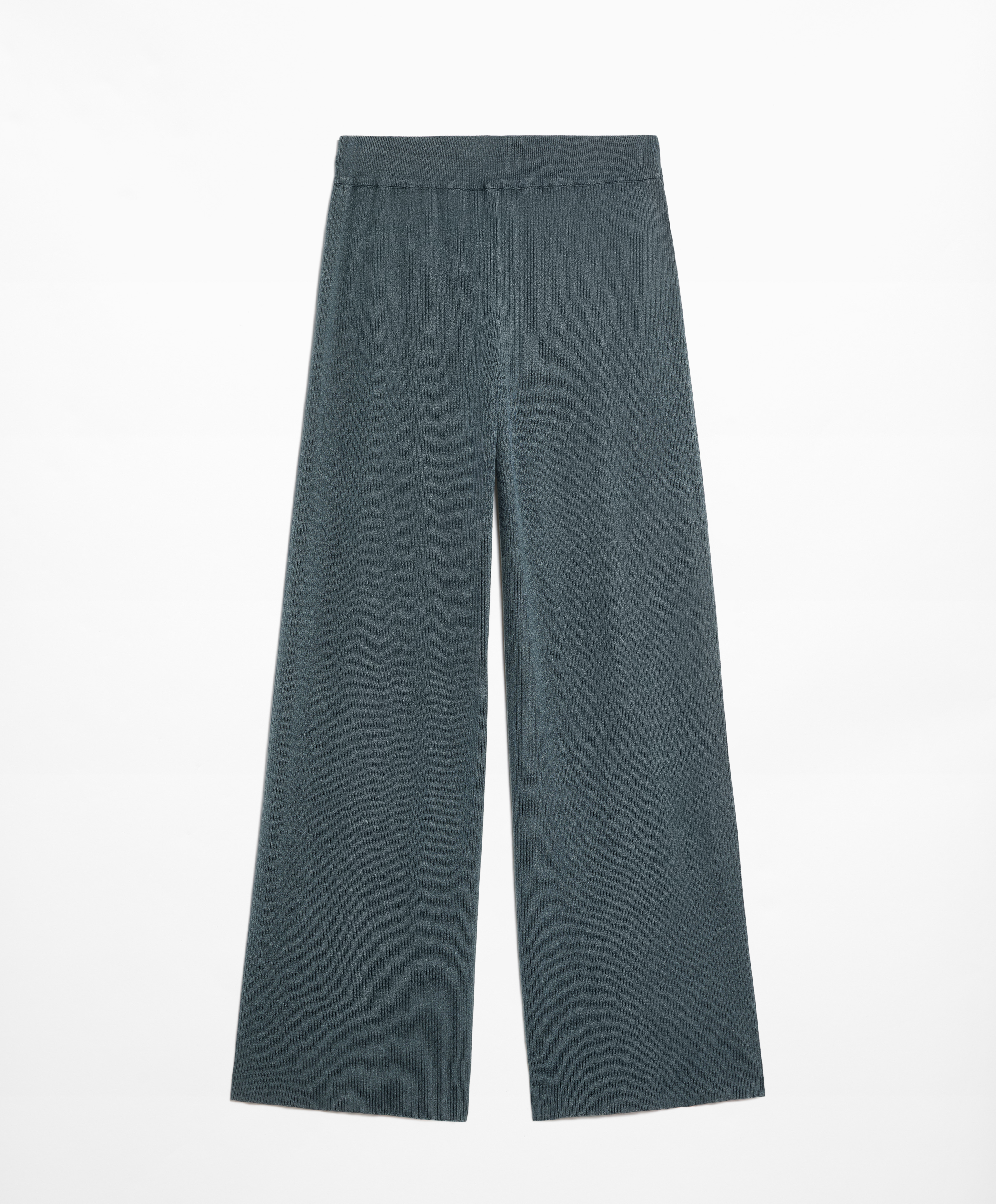 Rib-knit straight-leg trousers