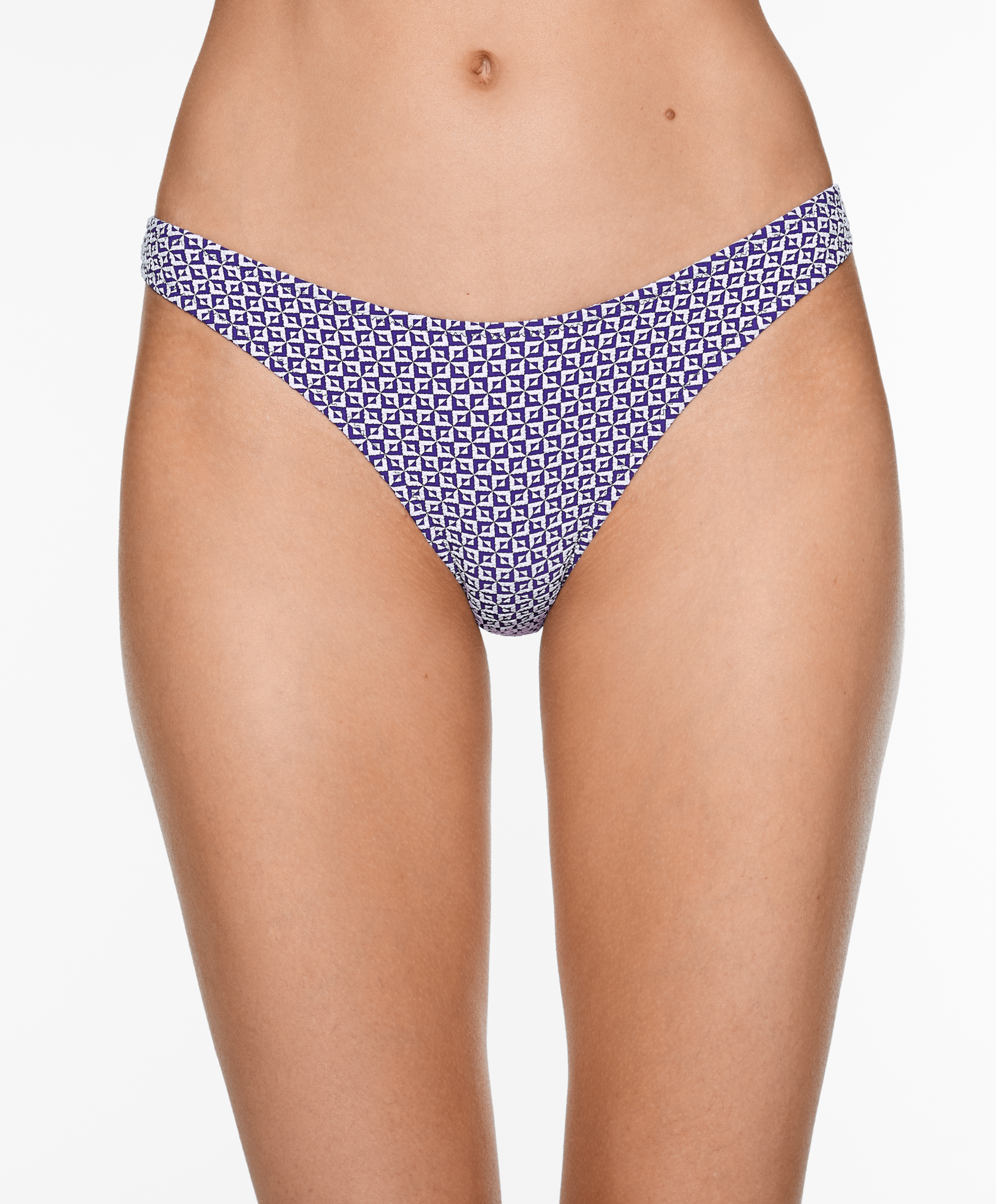 Geometric jacquard medium-coverage U-cut bikini briefs