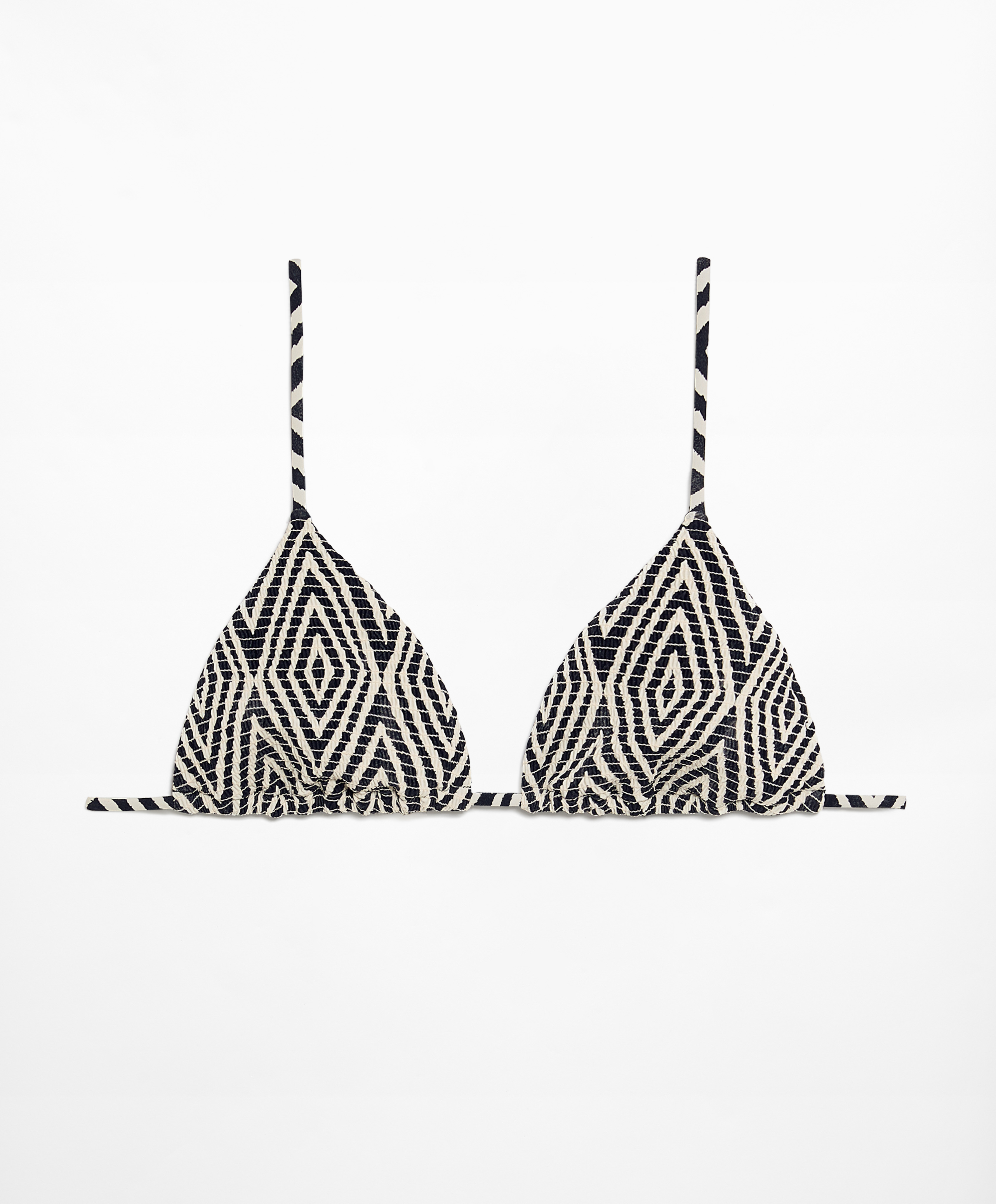 Smock stamp print triangle bikini top