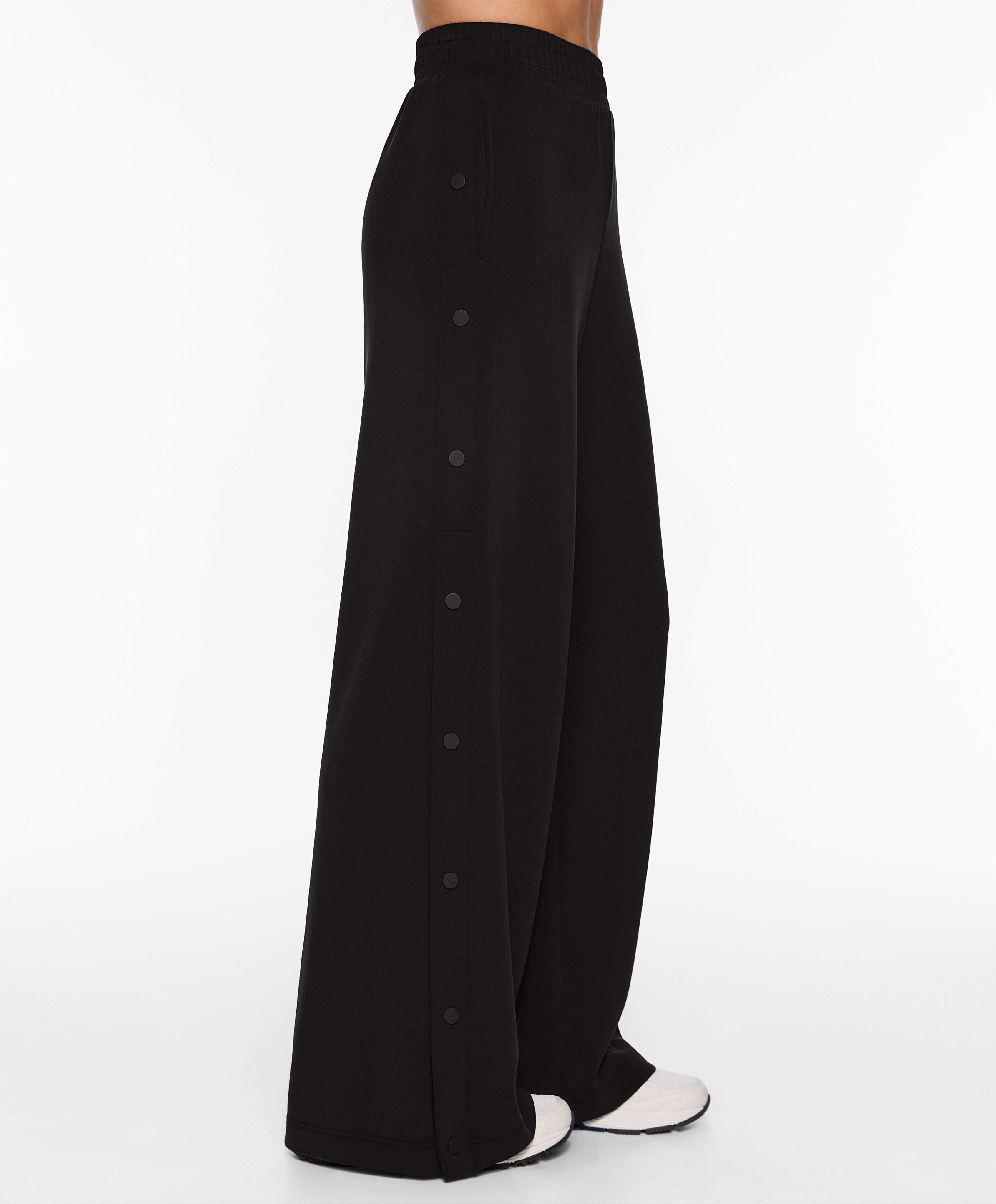 Soft-touch wide, straight-leg trousers with modal and buttons