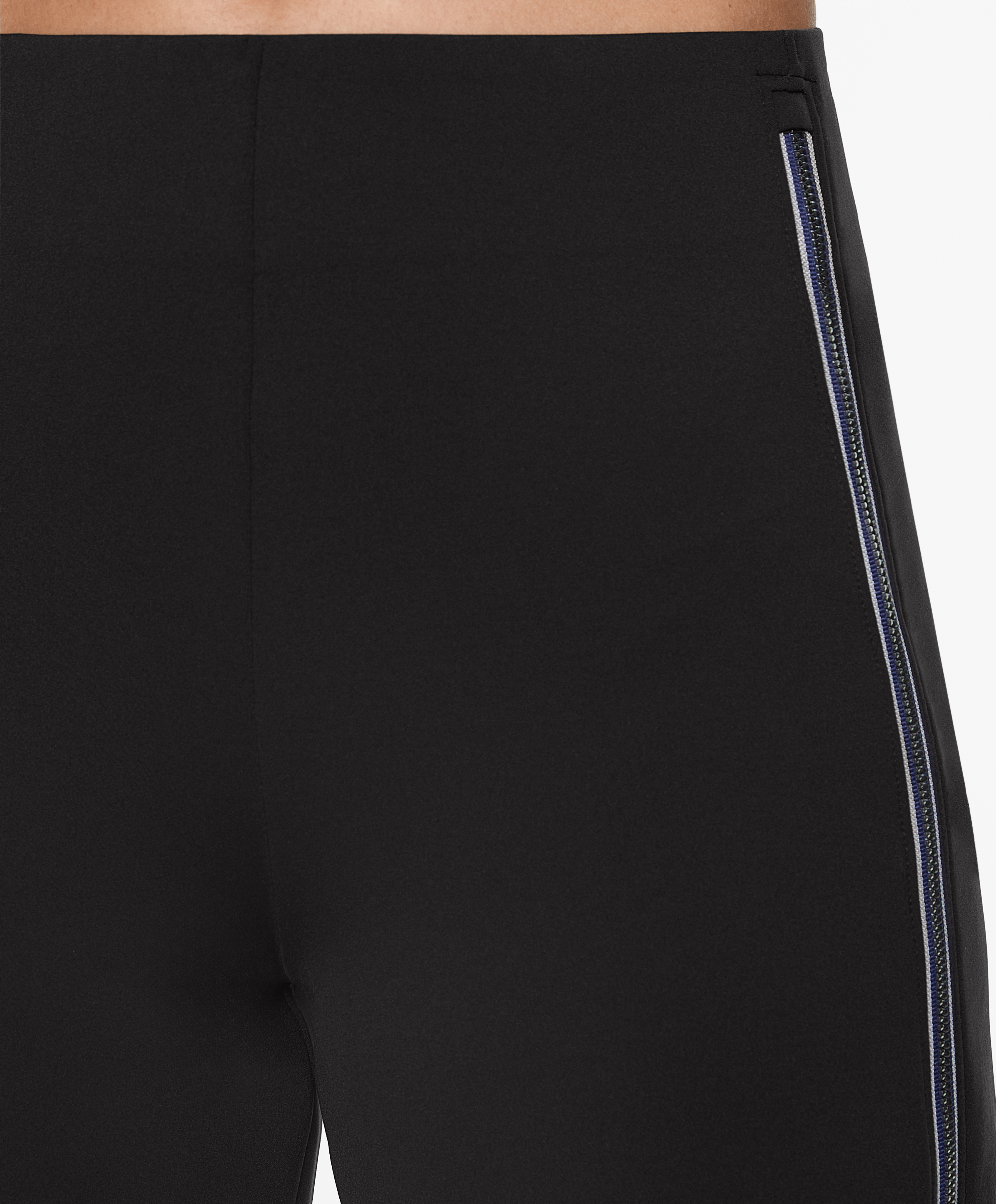 Neoprene-effect straight-leg zip trousers