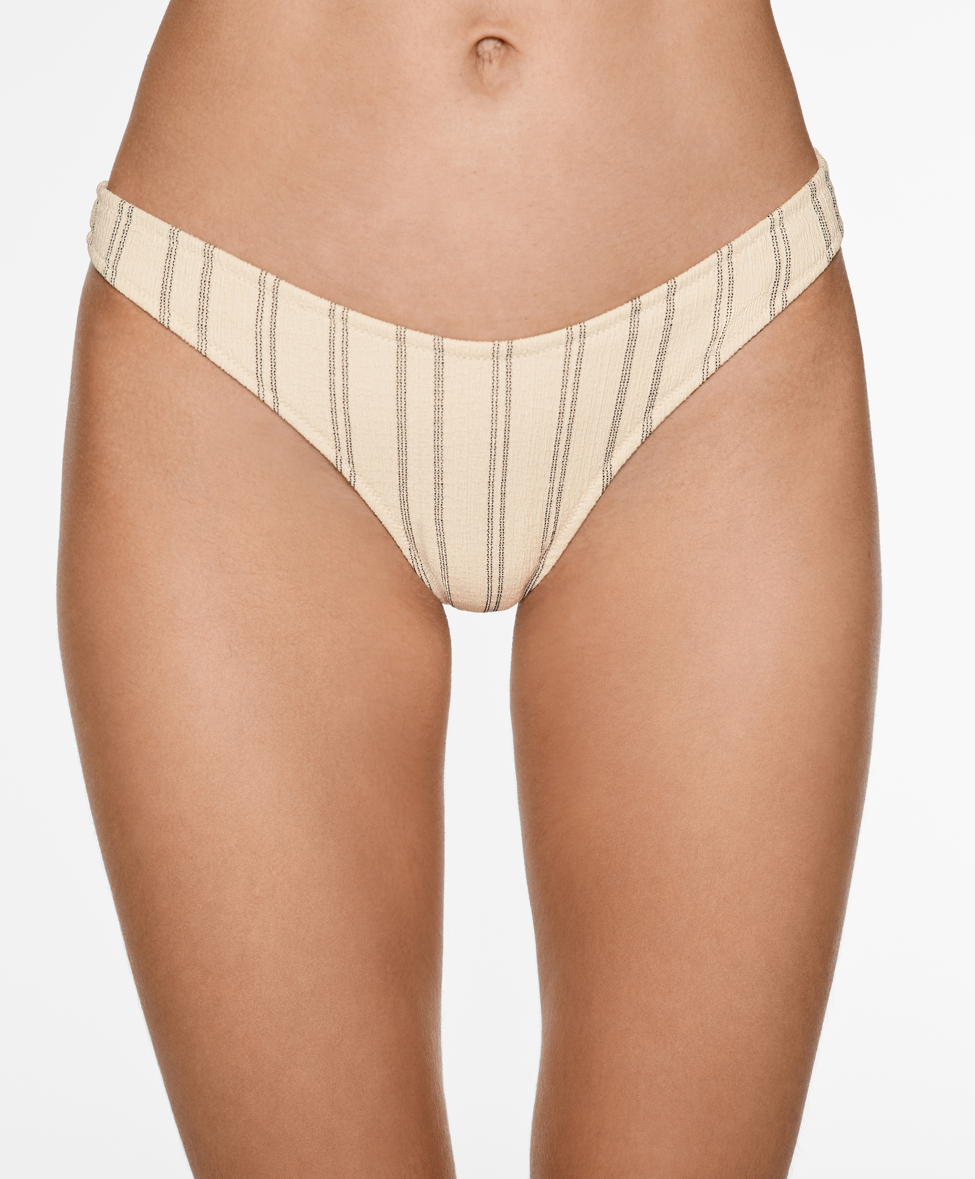 Rustic stripe U-cut medium-coverage bikini briefs