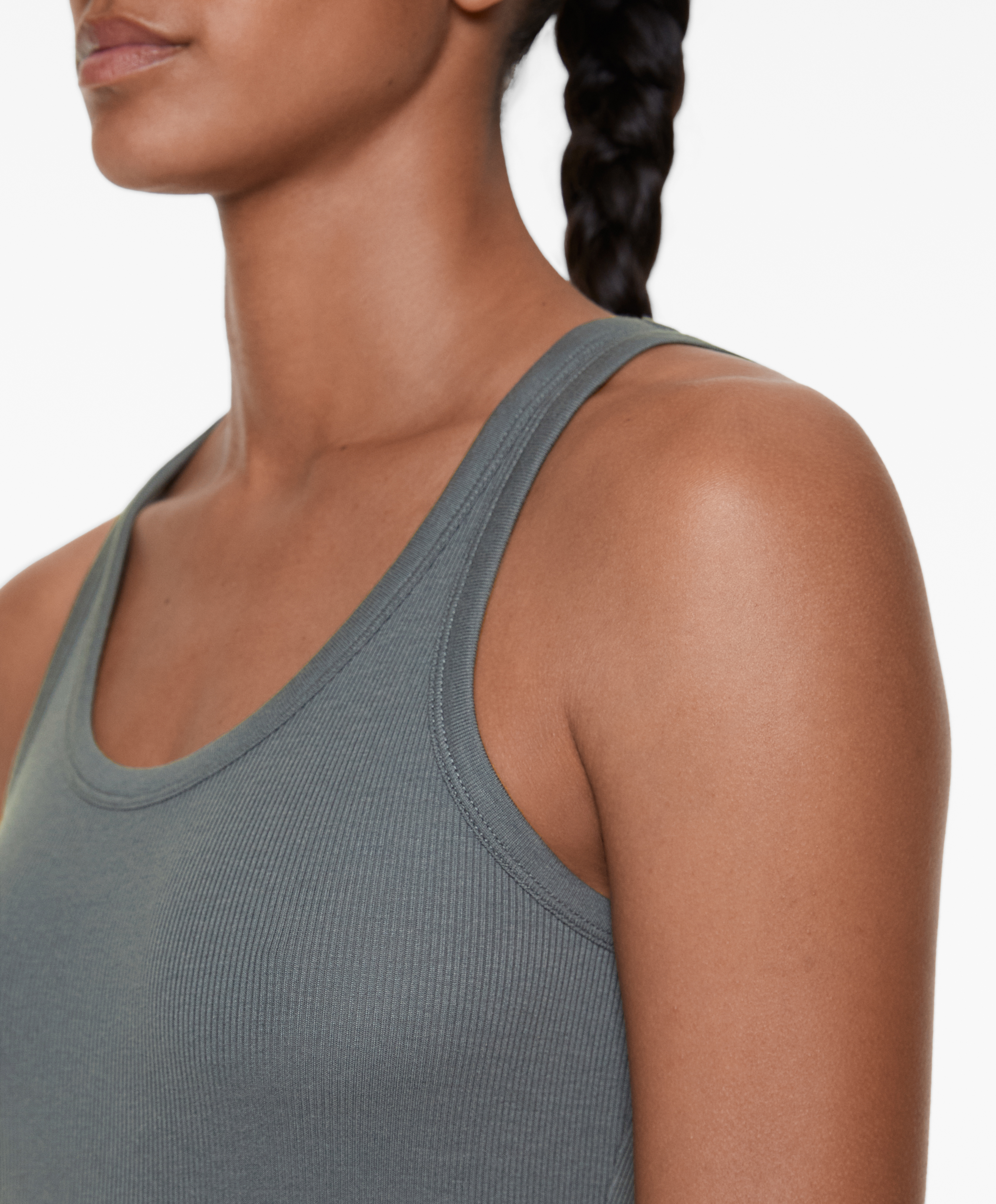 Rib vest top with cotton and modal