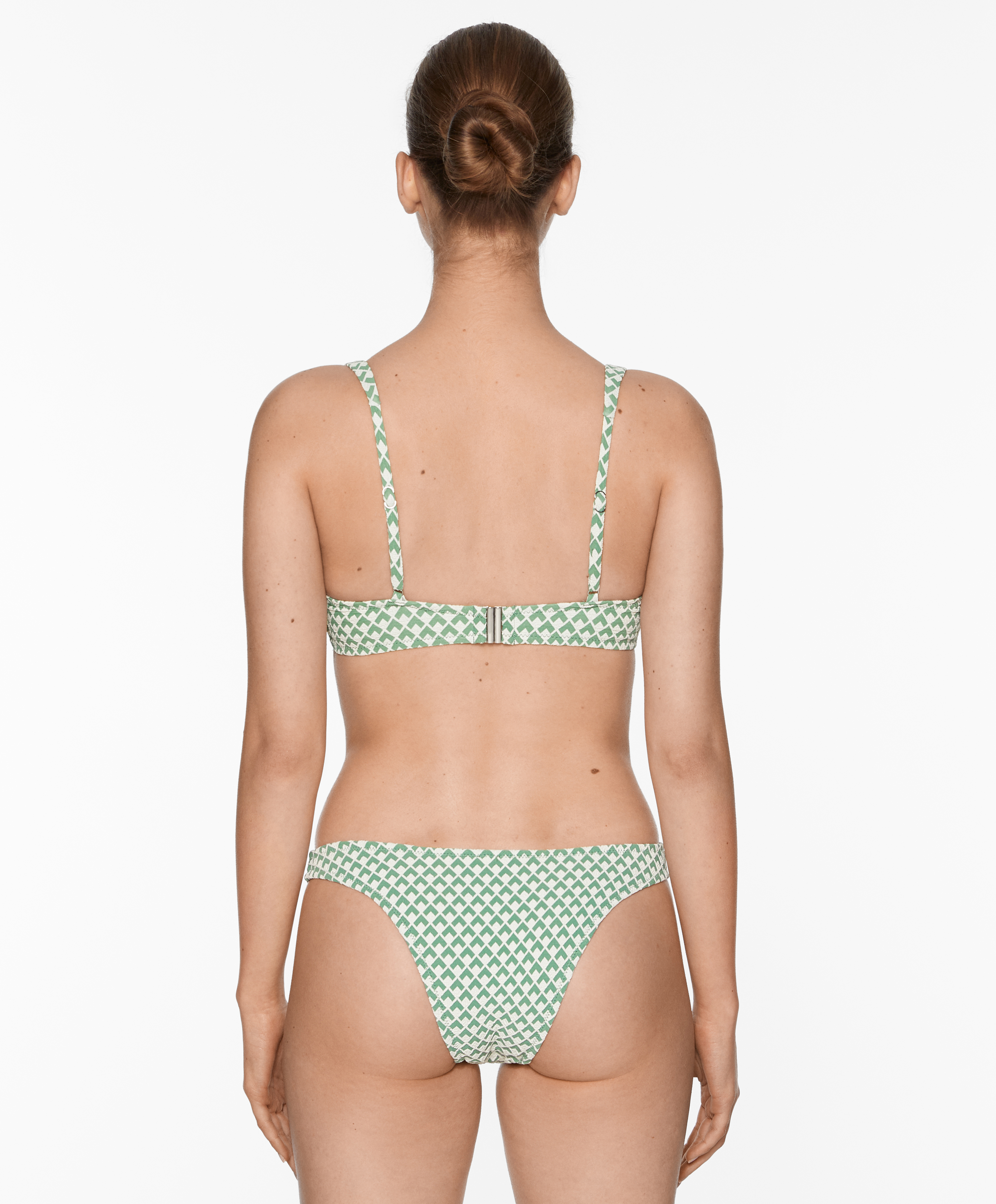 Geometric jacquard medium-coverage U-cut bikini briefs