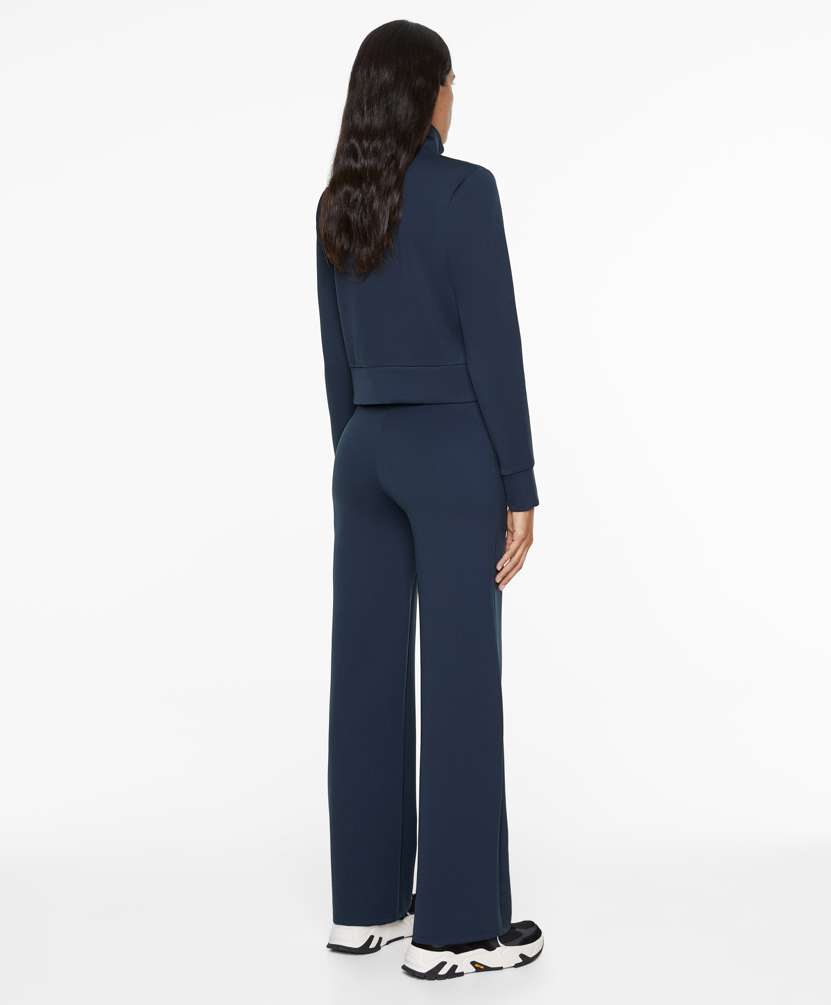 Neoprene-effect straight-leg trousers