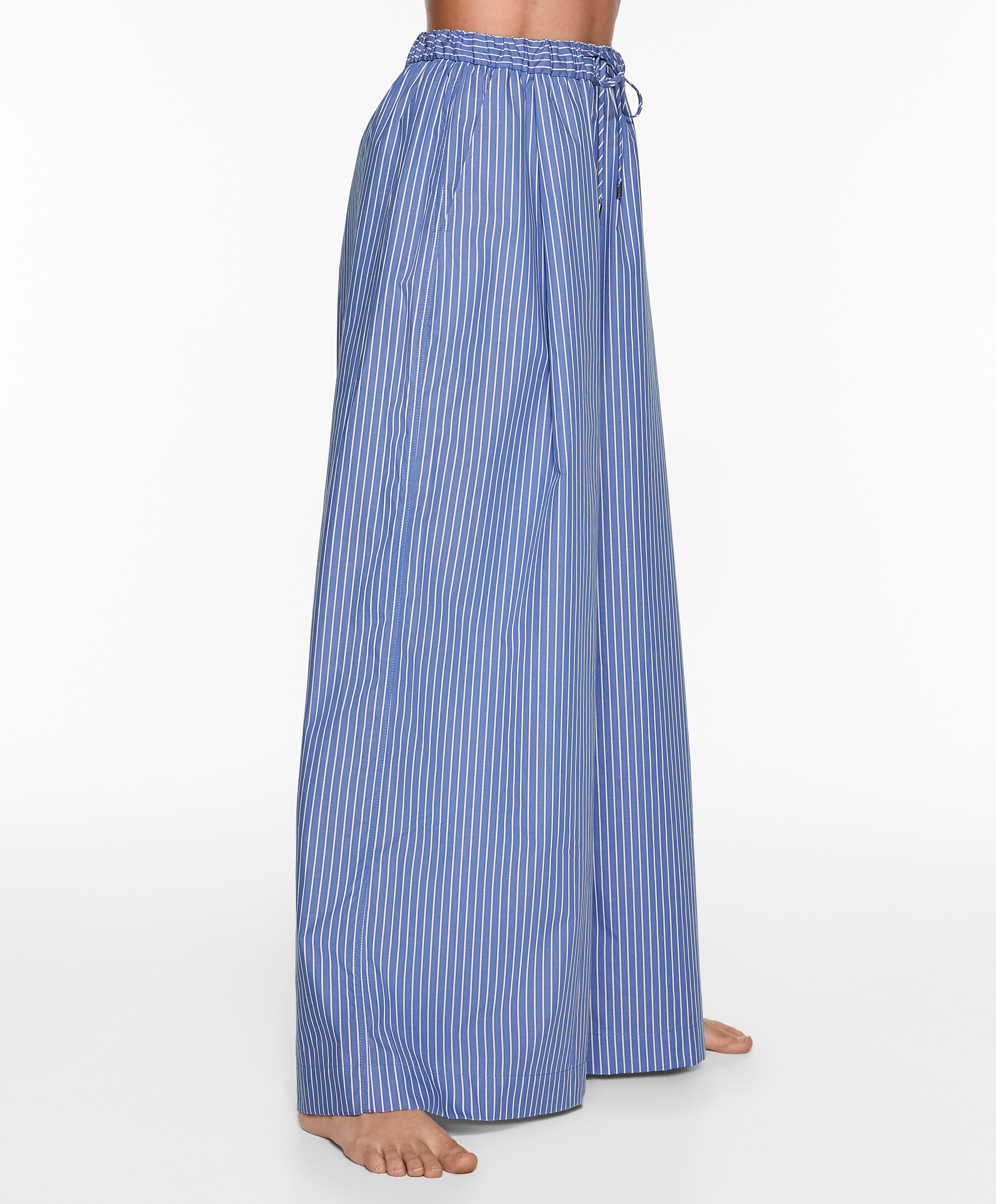 Striped 100% cotton trousers