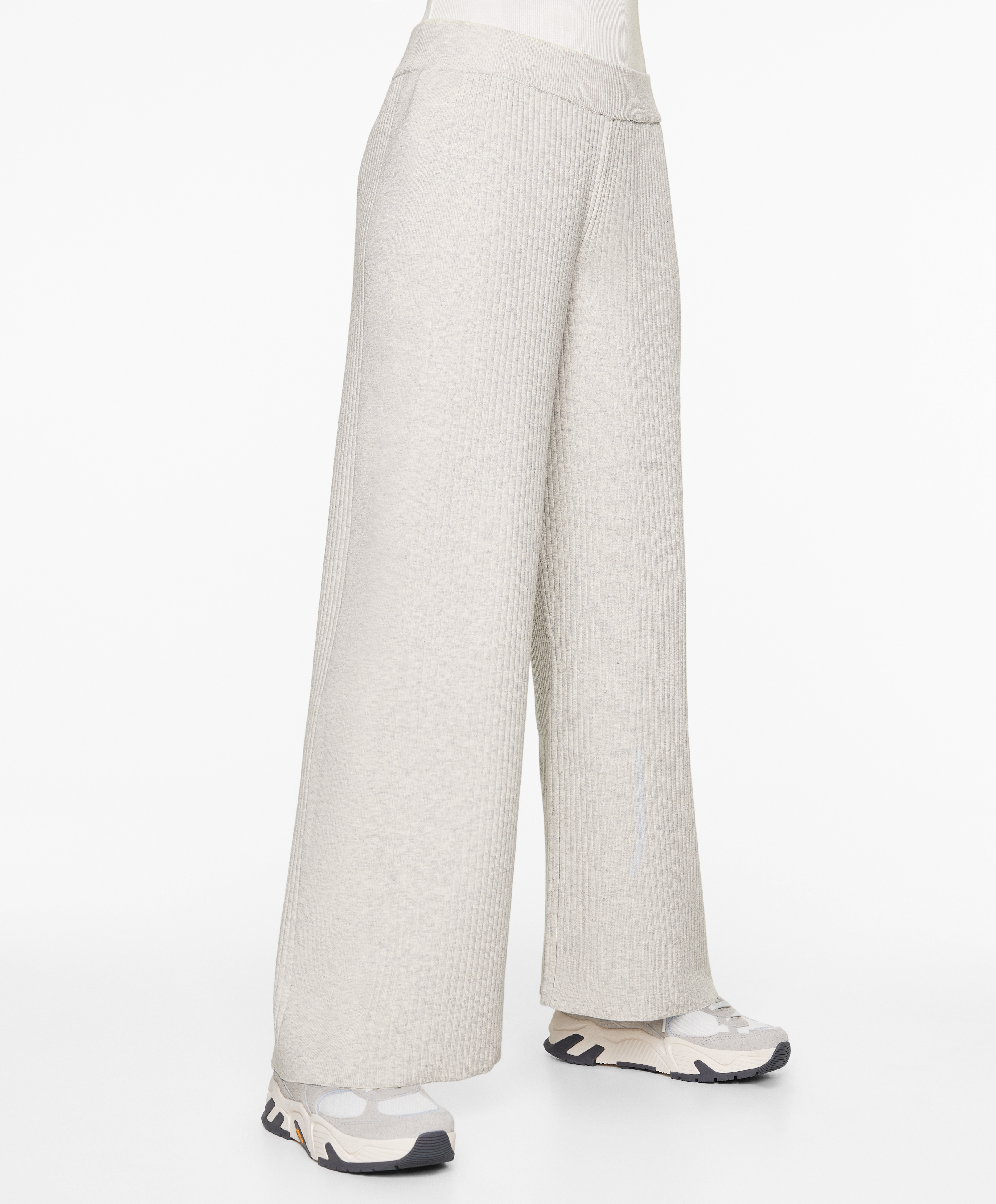Rib-knit straight-leg trousers