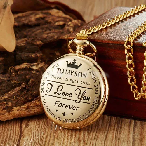 Vintage Quartz Pocket Watch Golden To My Son