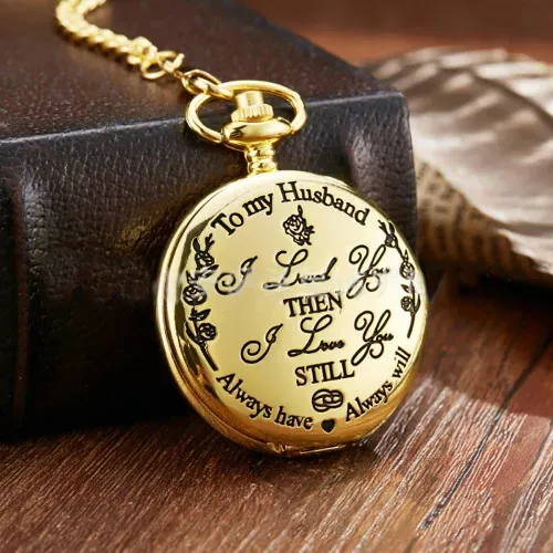 Vintage Quartz Pocket Watch Golden To My Husband