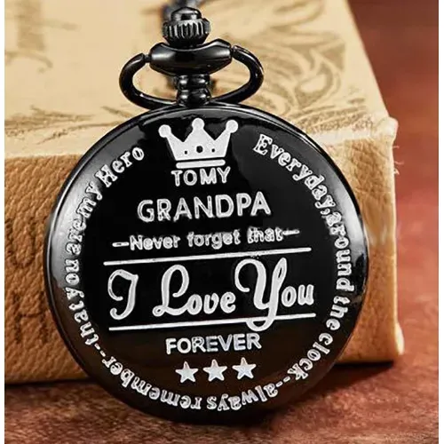 Vintage Quartz Pocket Watch Black To Grandpa