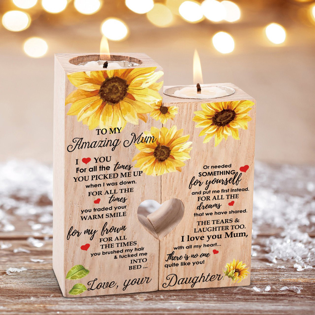 To My Amazing Mom, I Love You Sunflower - Candle Holder