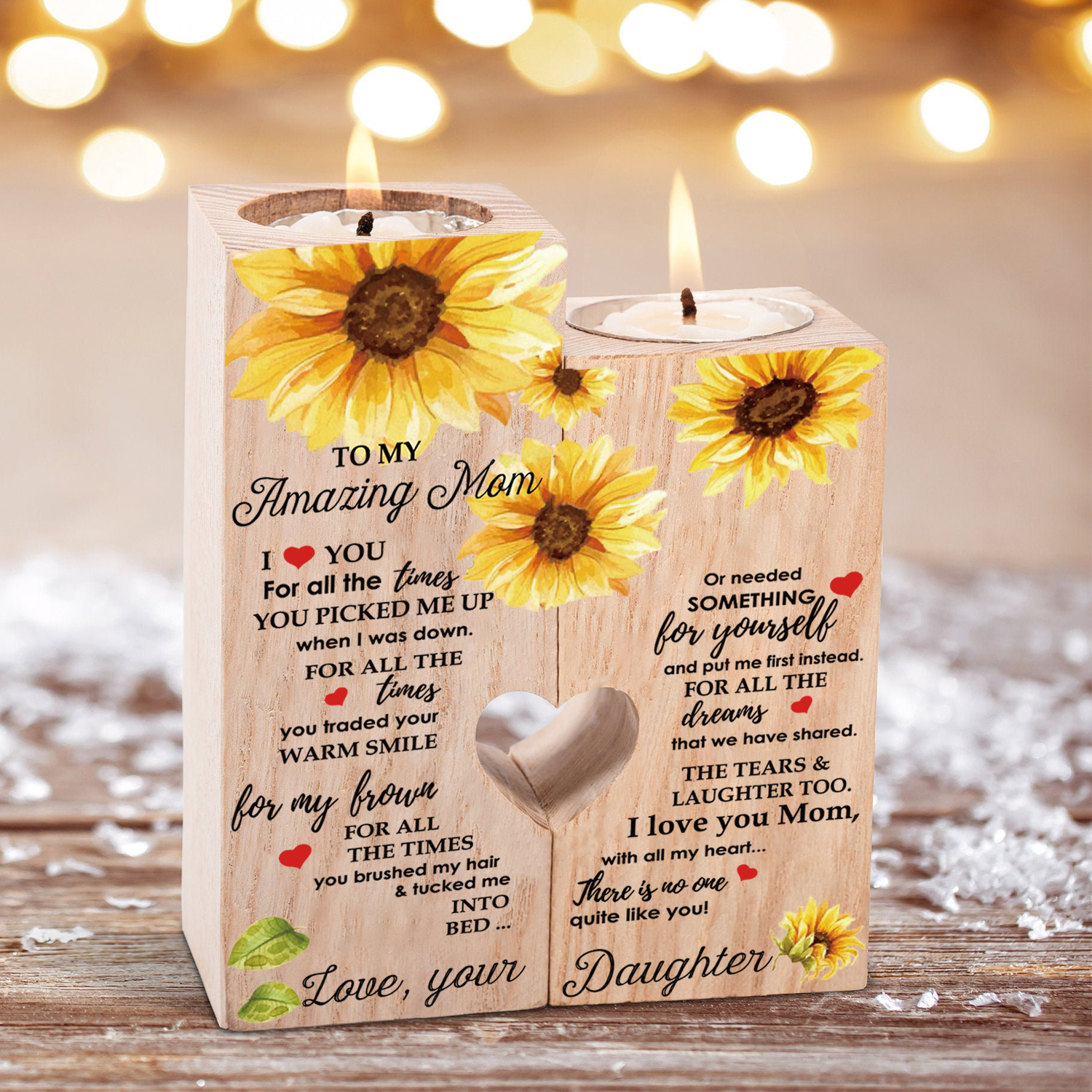 To My Amazing Mom, I Love You Sunflower - Candle Holder