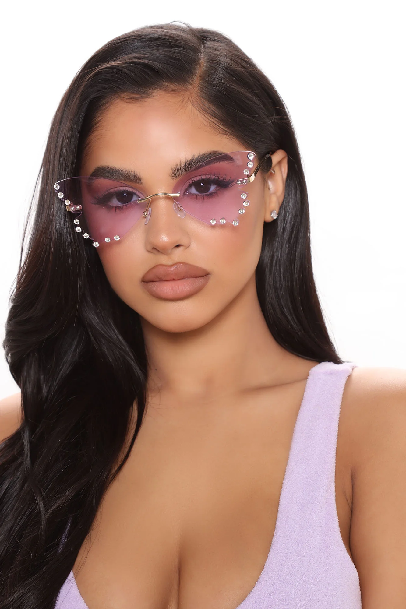 Be My Butterfly Embellished Sunglasses - Purple
