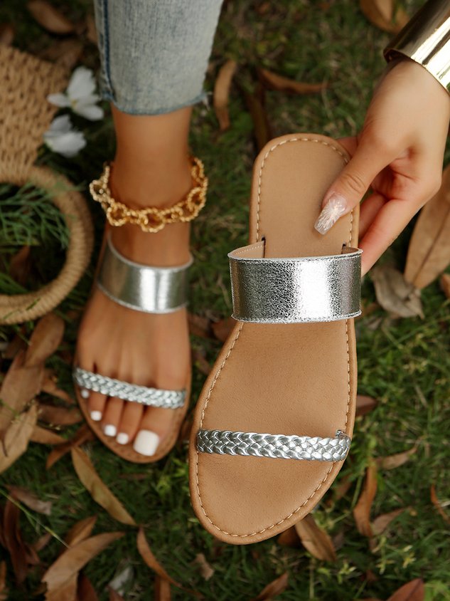 Stripe Woven Resort Beach Sandals
