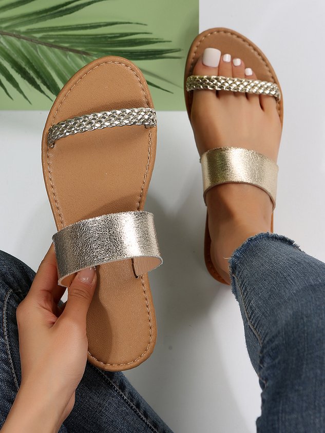 Stripe Woven Resort Beach Sandals