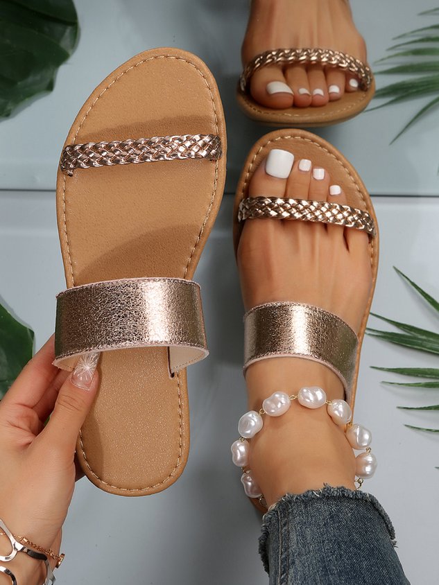 Stripe Woven Resort Beach Sandals