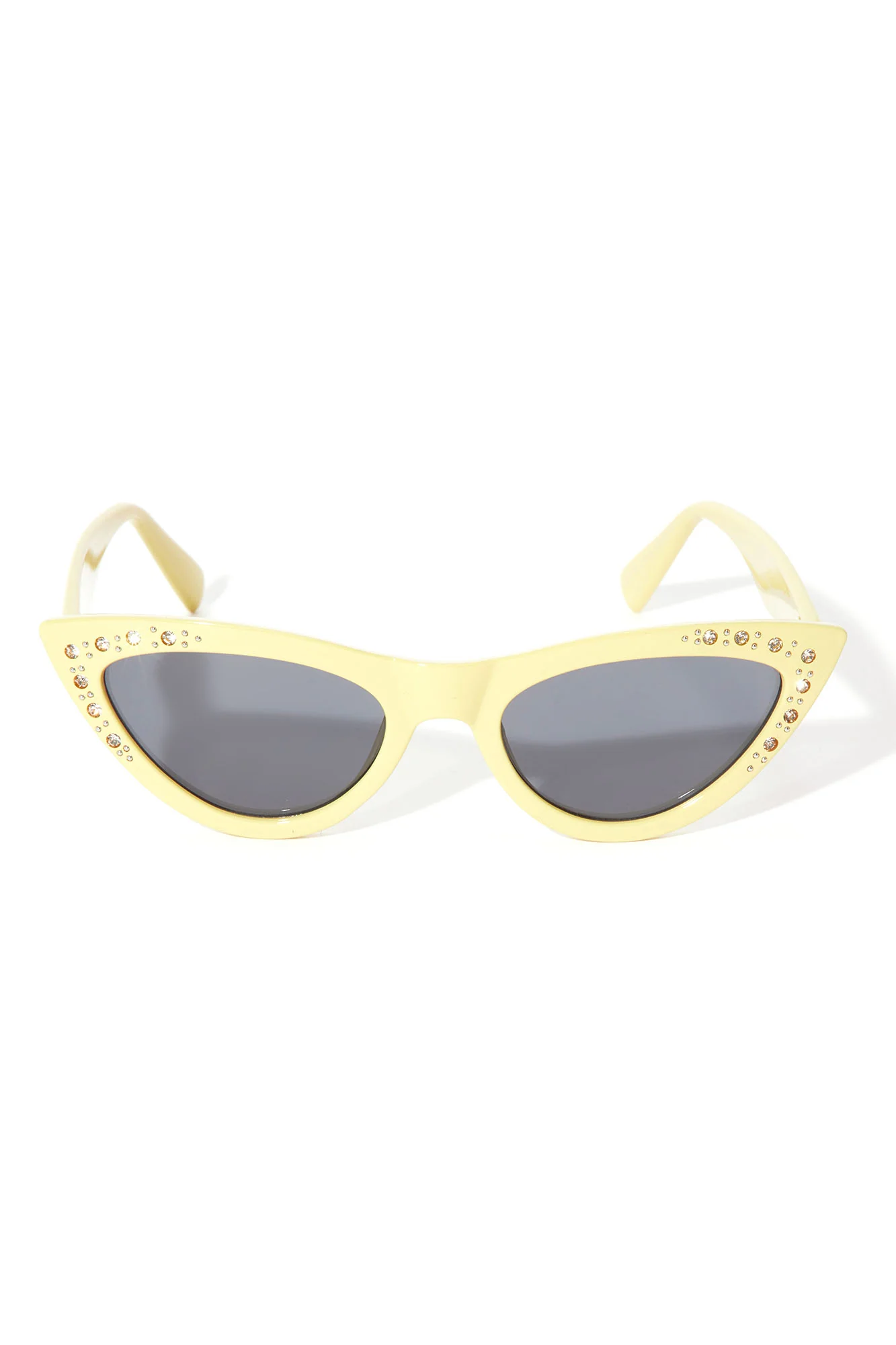Rhinestone Kitty Sunglasses - Yellow