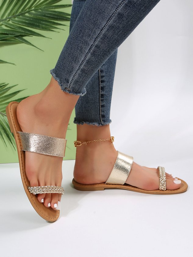 Stripe Woven Resort Beach Sandals