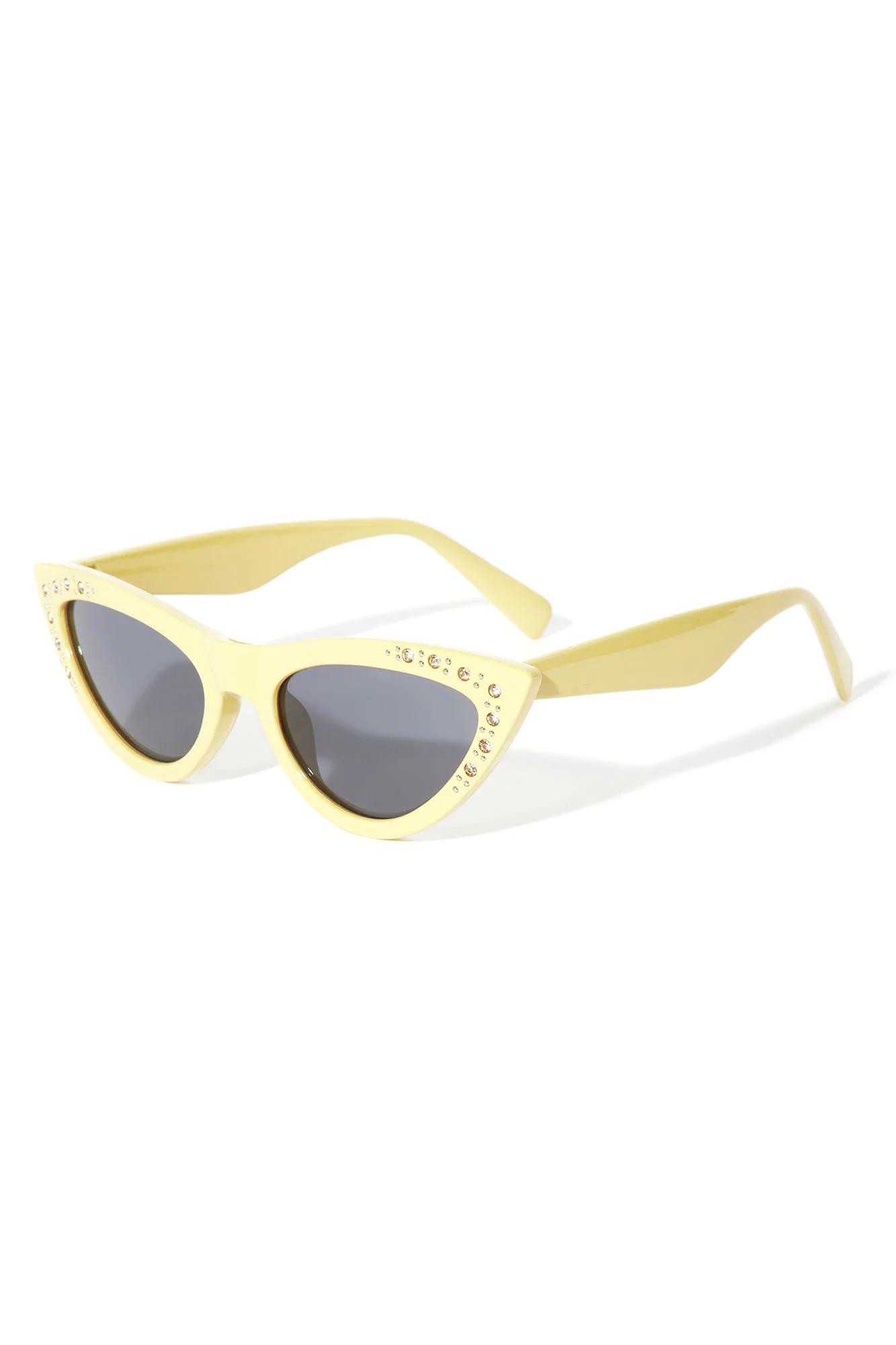 Rhinestone Kitty Sunglasses - Yellow