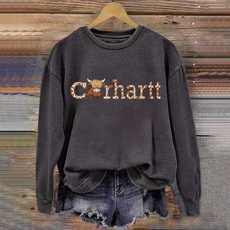 Highland Cow Carhartt Print Sweatshirt