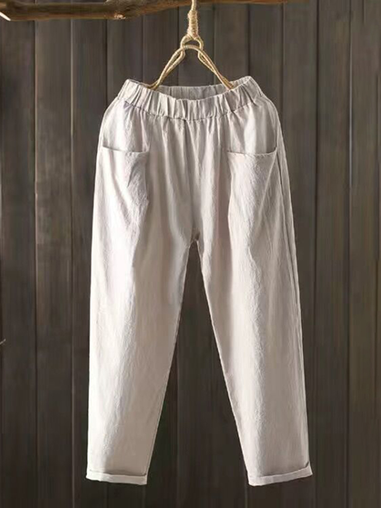 Vintage Pockets Comfy Cotton Linen Pants