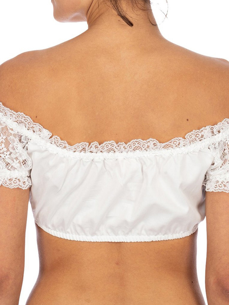 Lace Patchwork Short Sleeve Dirndl Shirt