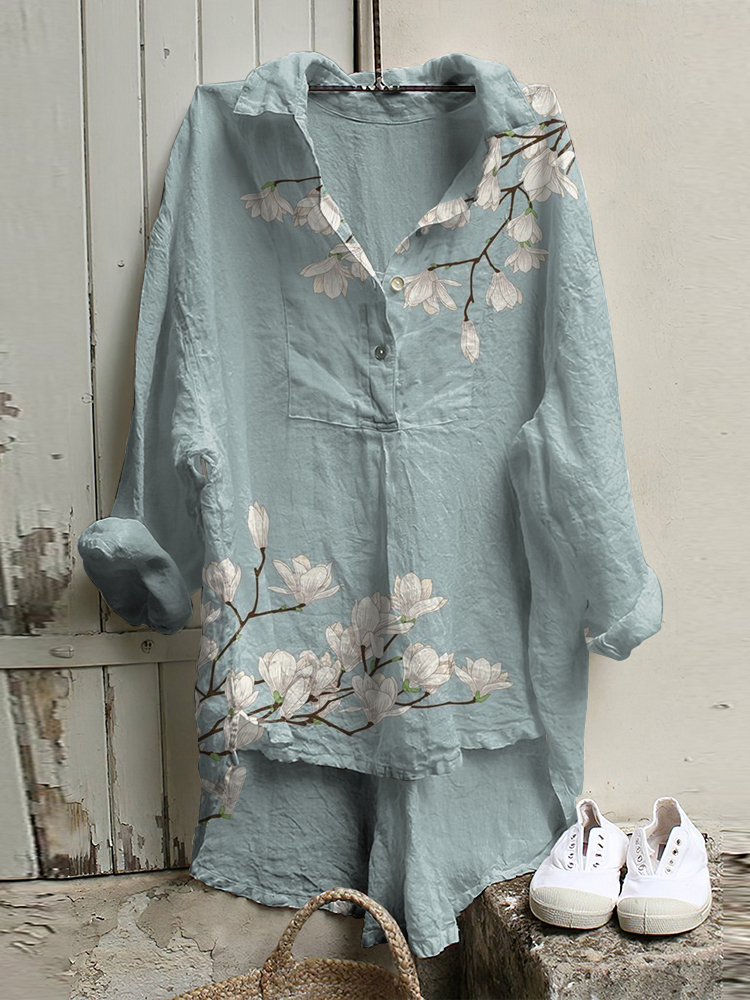 Vintage Floral Art Woven Casual Tunic