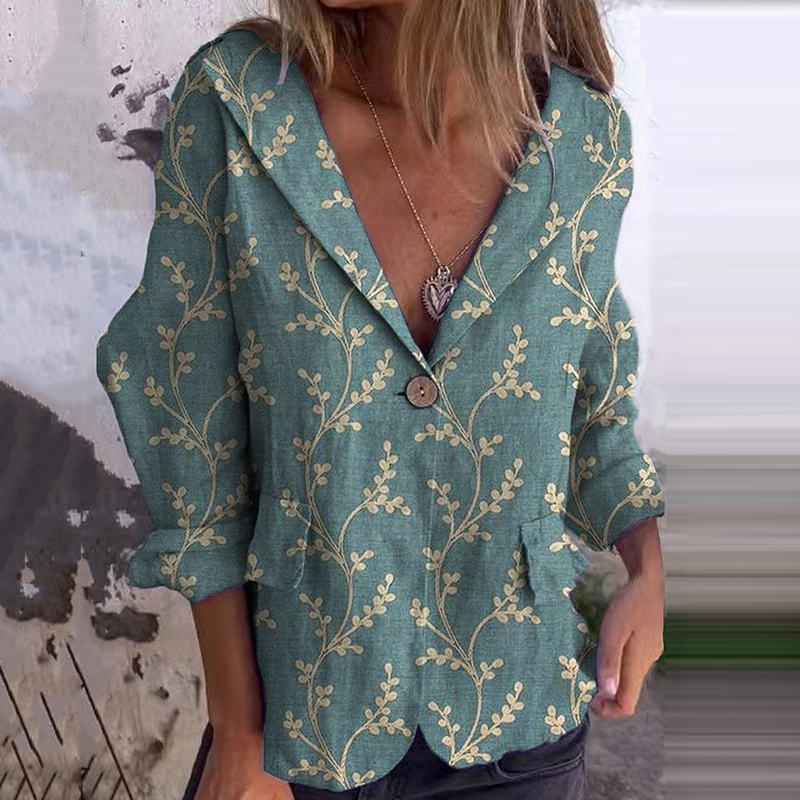 Vintage Floral Art Print Casual Blazer
