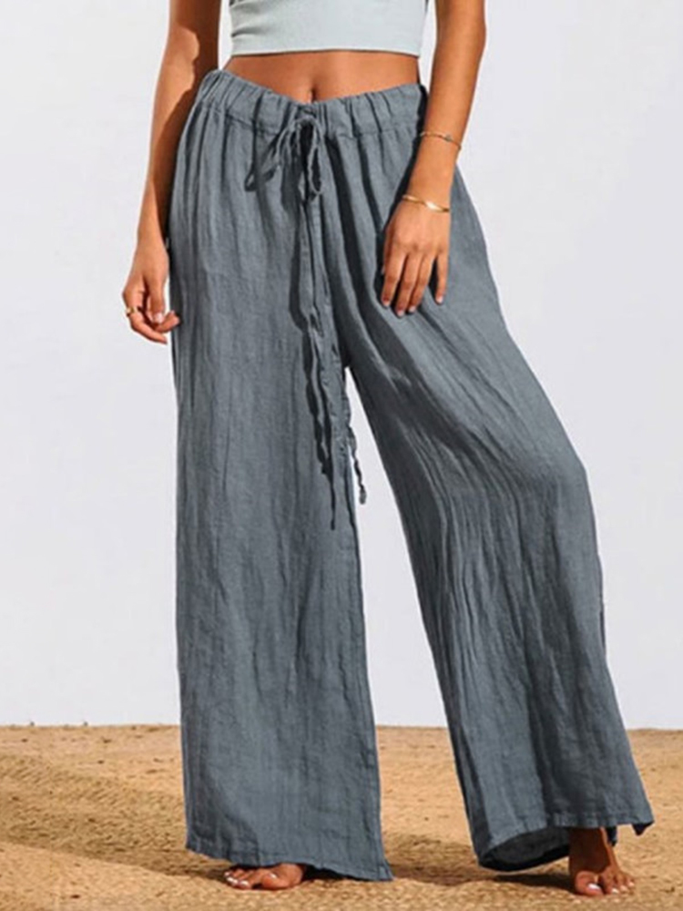 Solid Color Comfortable Loose Cotton And Linen Casual Pants