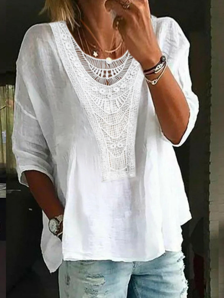 Casual Lace Stitching T-Shirt
