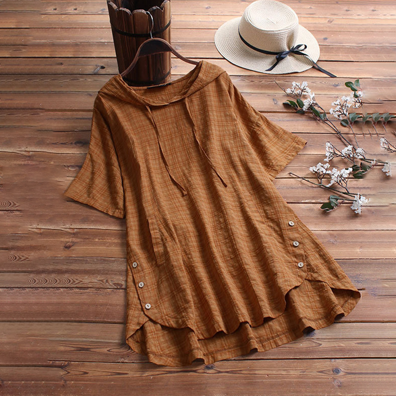 Comfy Button Down Round Neck T-Shirt