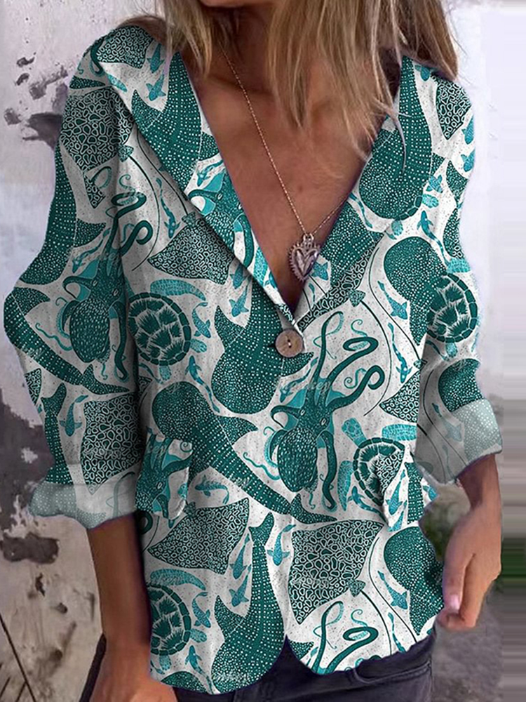 Sea Creatures Art Print Casual Blazer