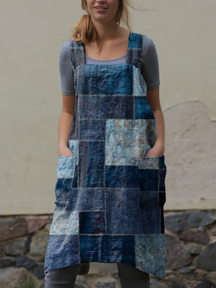Vintage Denim Square Women'S Dress
