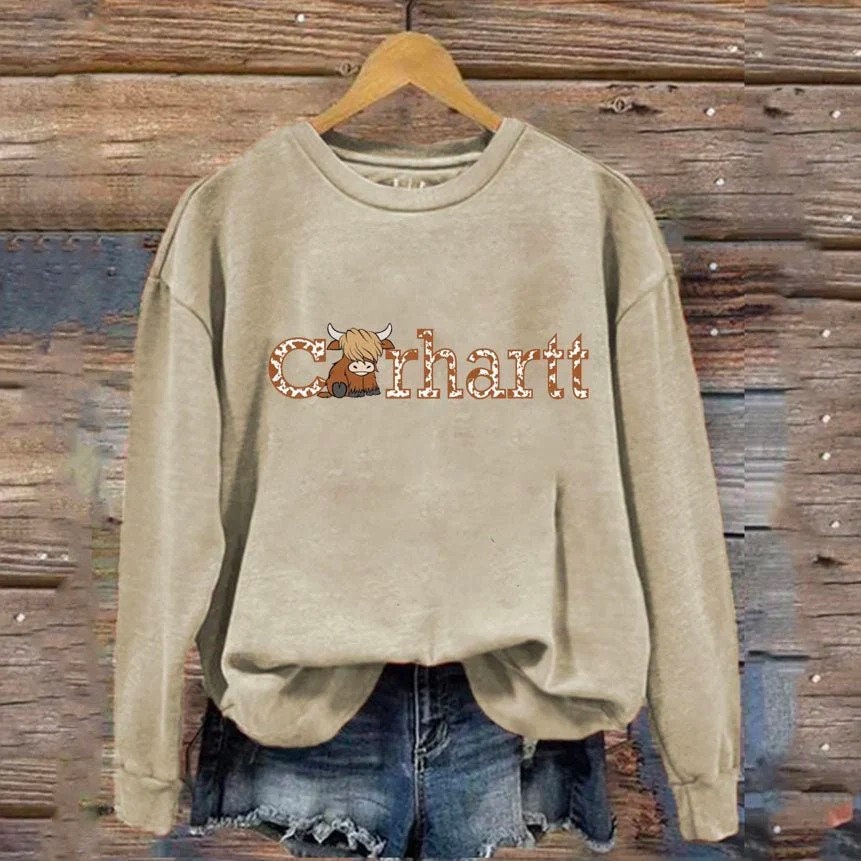 Highland Cow Carhartt Print Sweatshirt