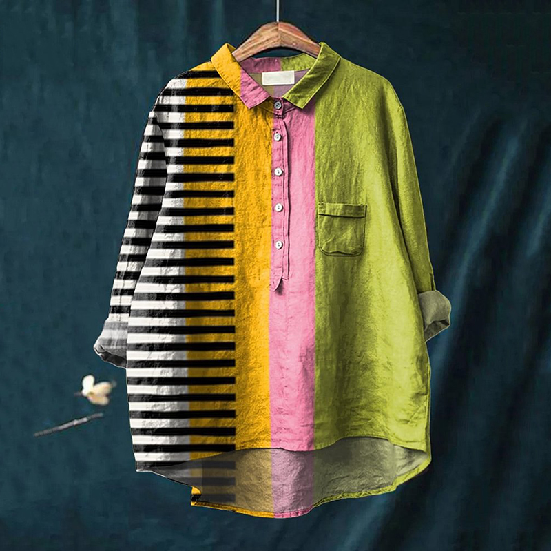 Striped Colorblock Printed Casual Shirt