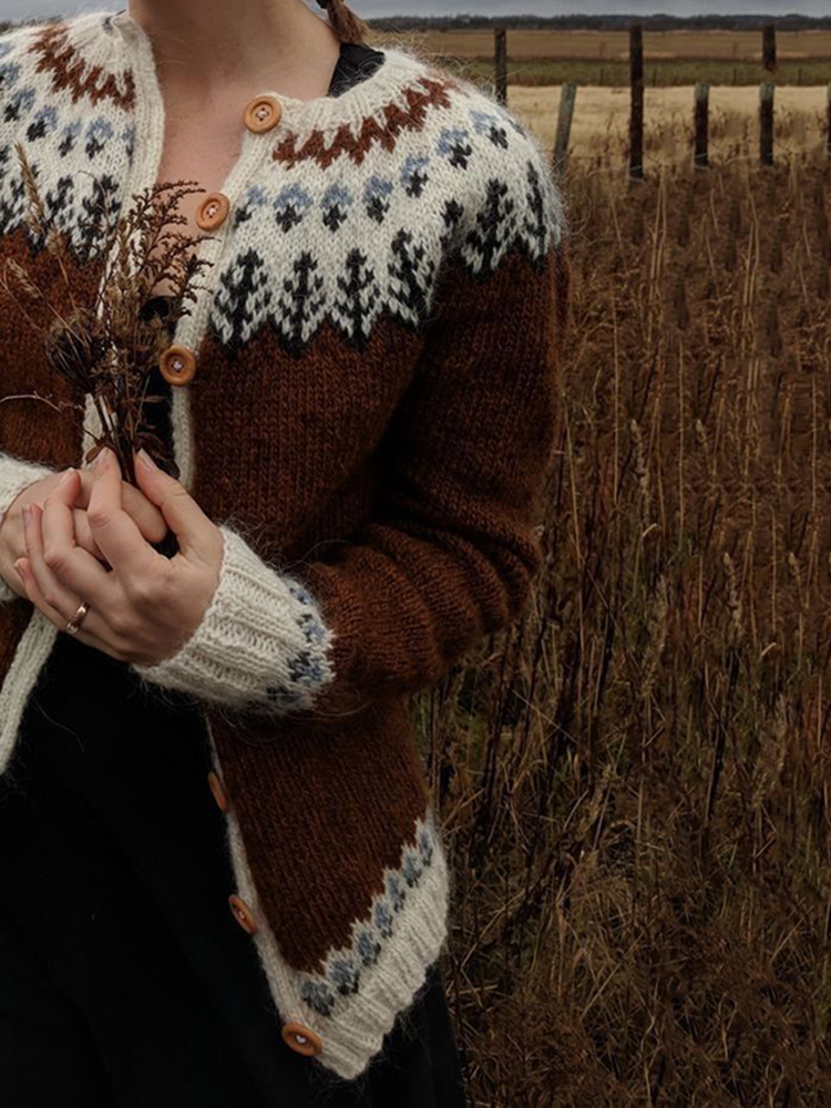 Vintage Button Icelandic Cozy Warm Sweater