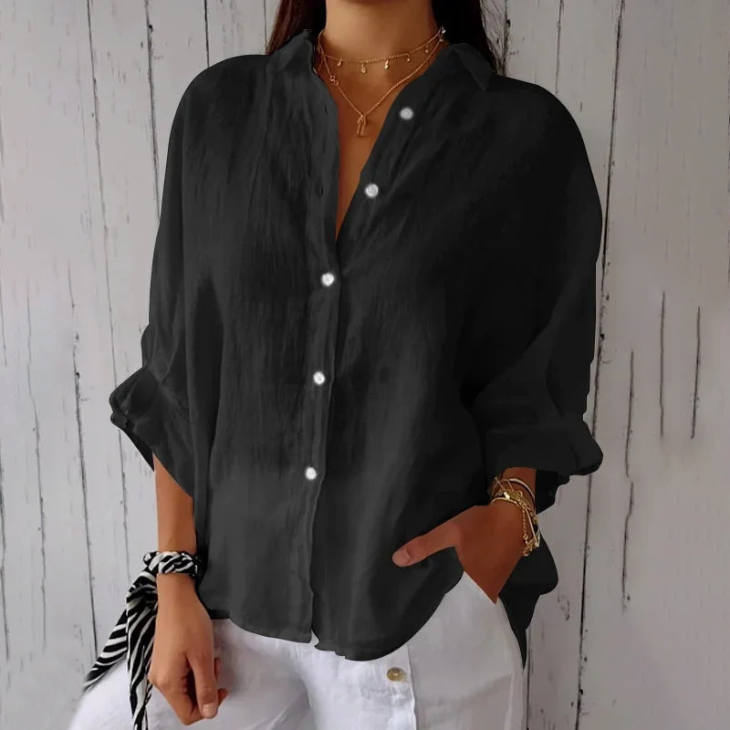 Women's Cotton & Linen Casual Tie-Back Shirt