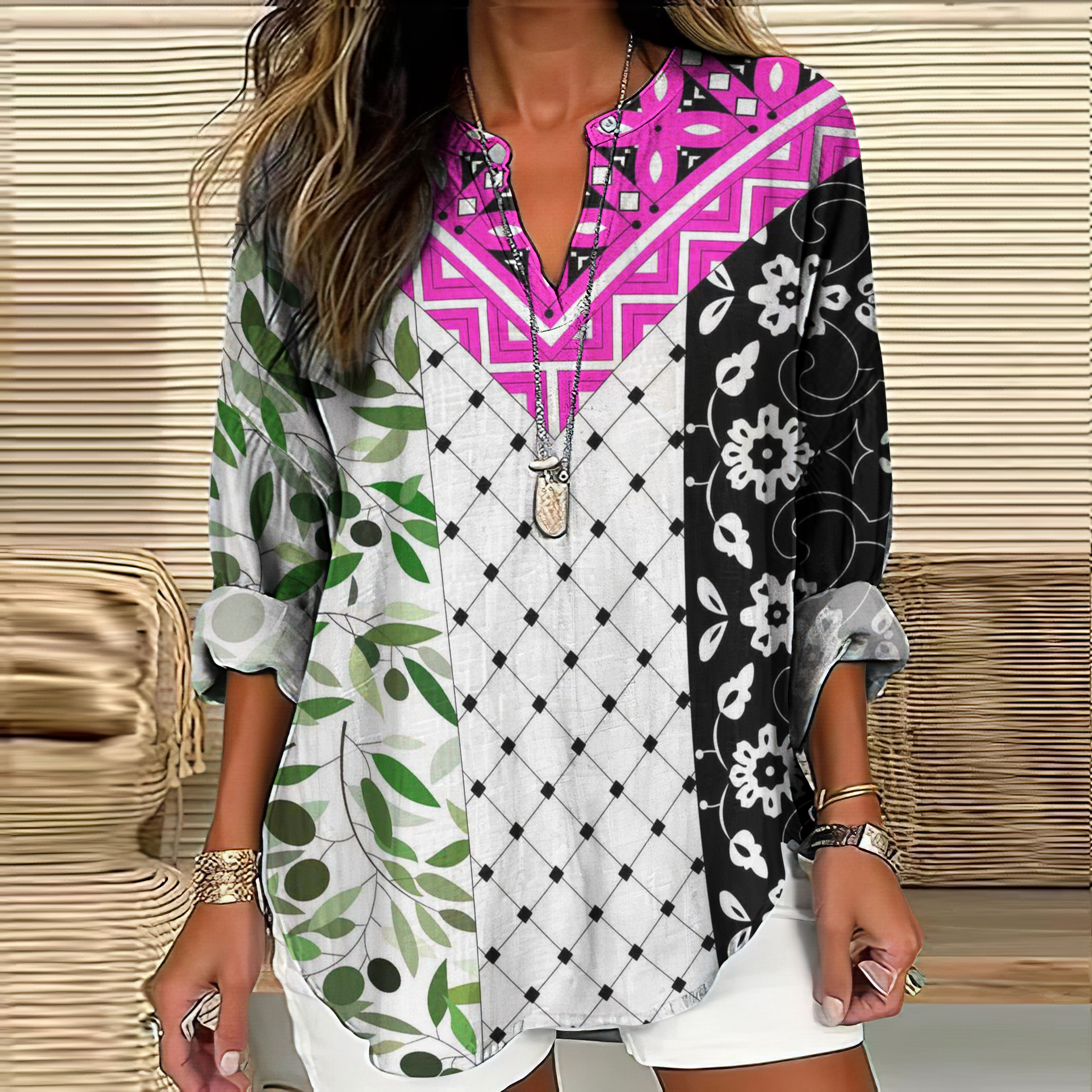 Be Freedom And I Hope Peace Forever Pattern Linen Blend Cozy Tunic