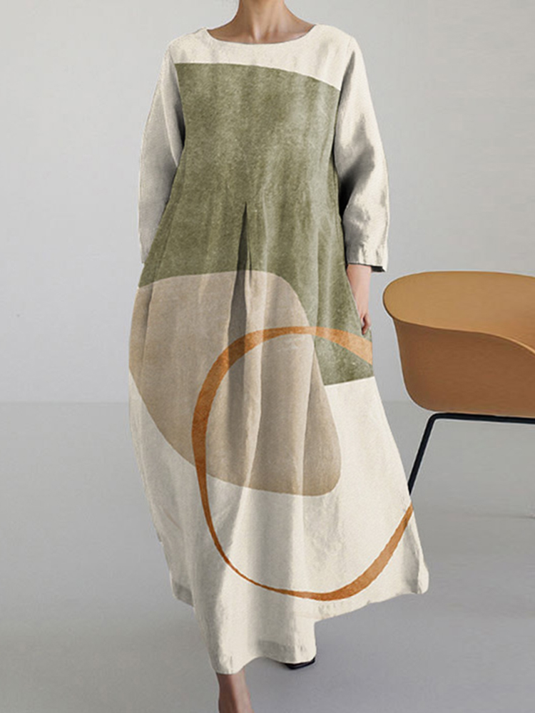 Tropical Leaves Abstract Art Print Midi Dress