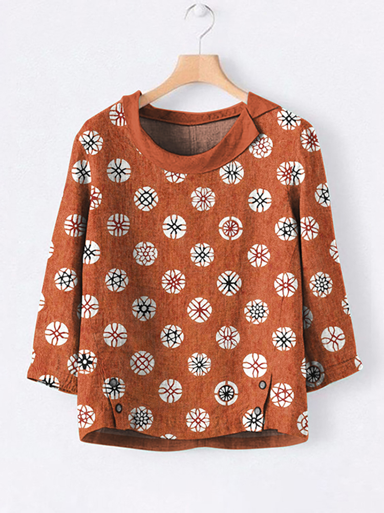 Japanese Art Print Lapel Loose Blouse